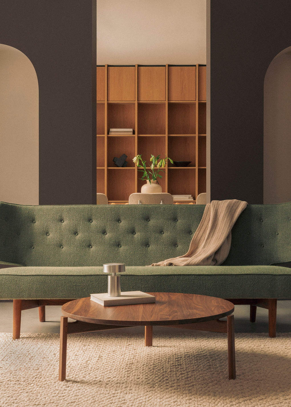 3-seater Sofa RADIOHUS beige with oak base