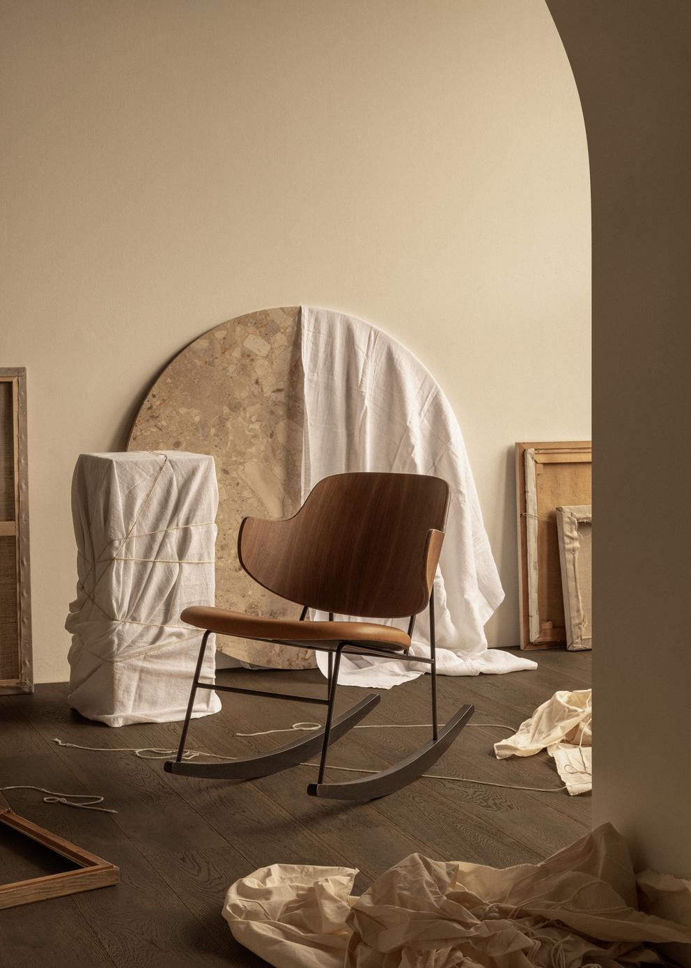 PENGUIN rocking chair black leather