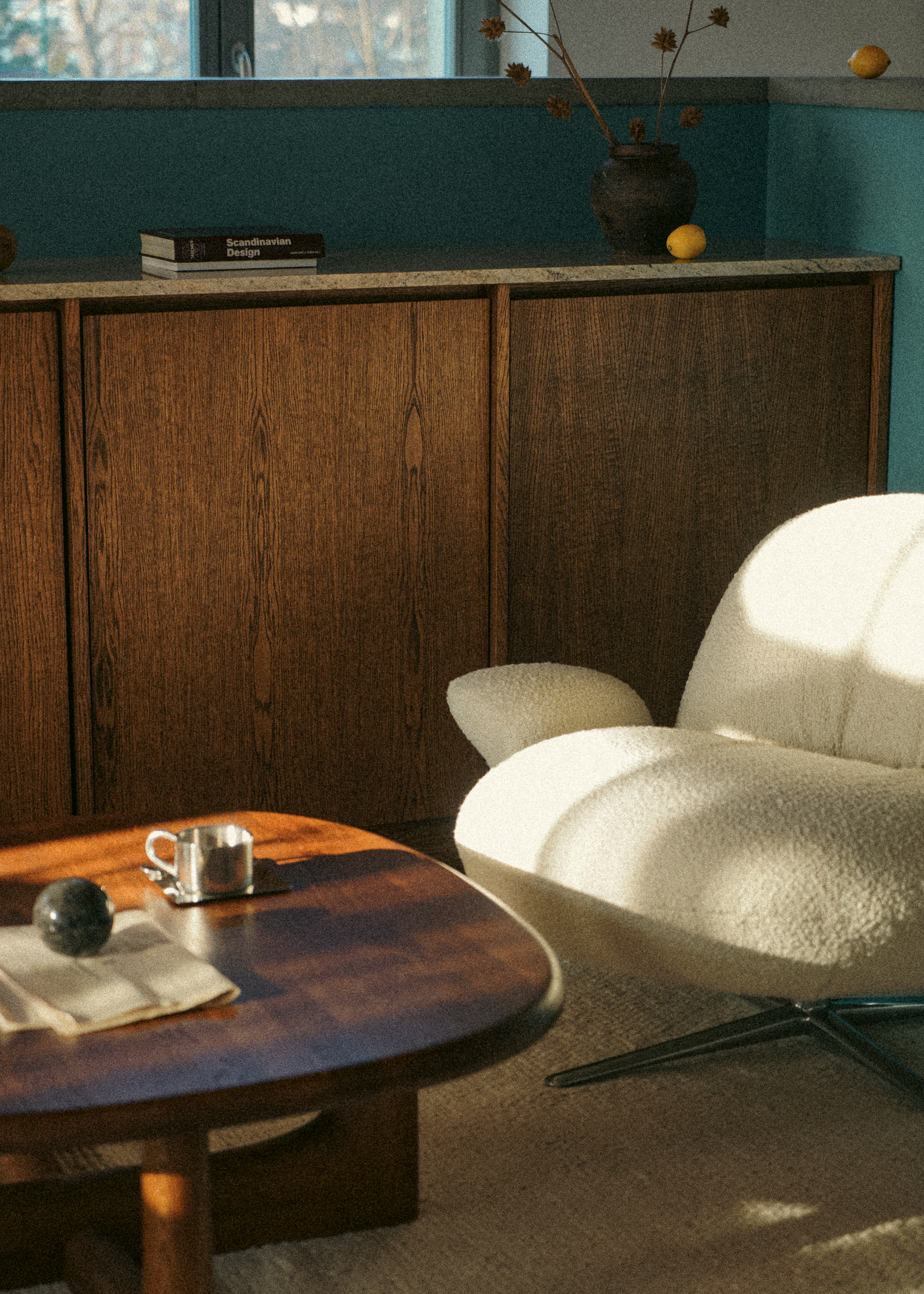 Witte BAOZA fauteuil met aluminium basis