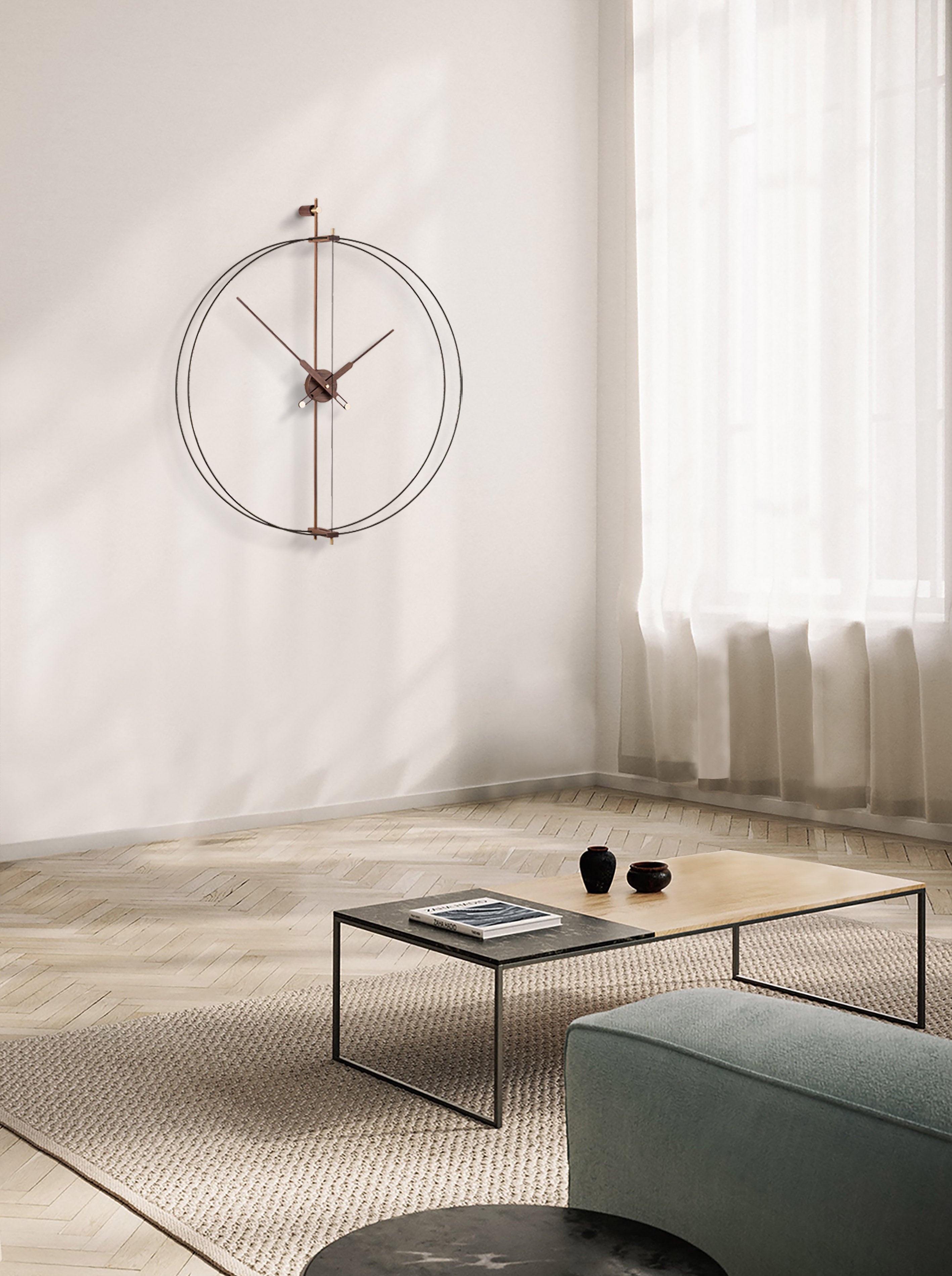 Wandklok BARCELONA PREMIUM notenhout met zwart