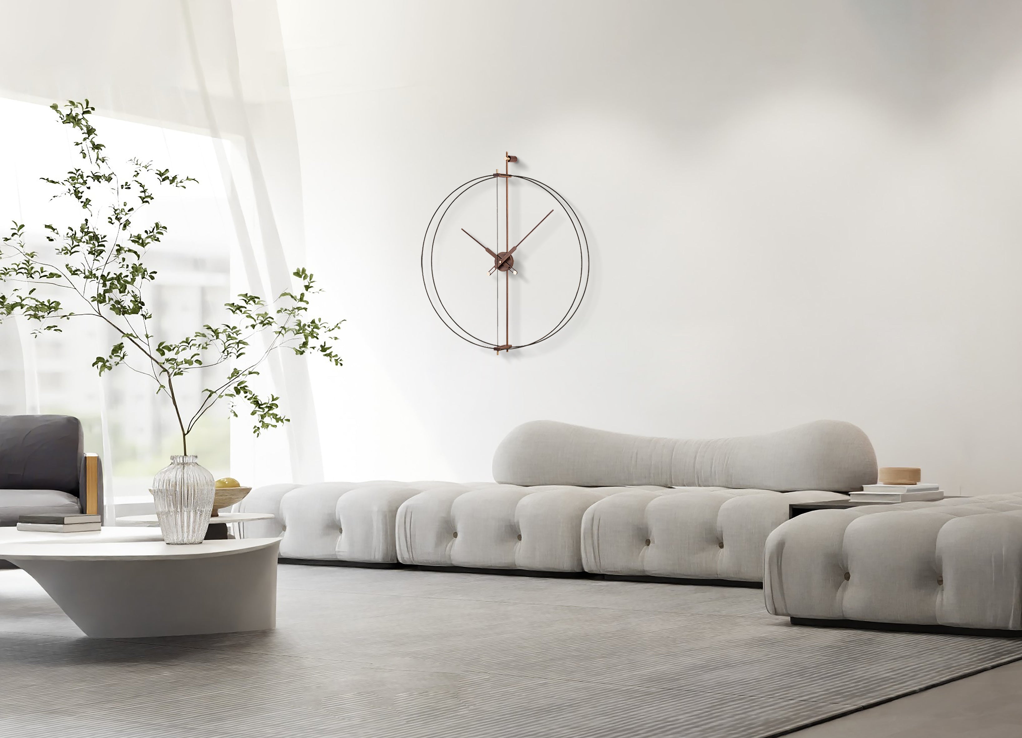 Wandklok BARCELONA PREMIUM notenhout met zwart