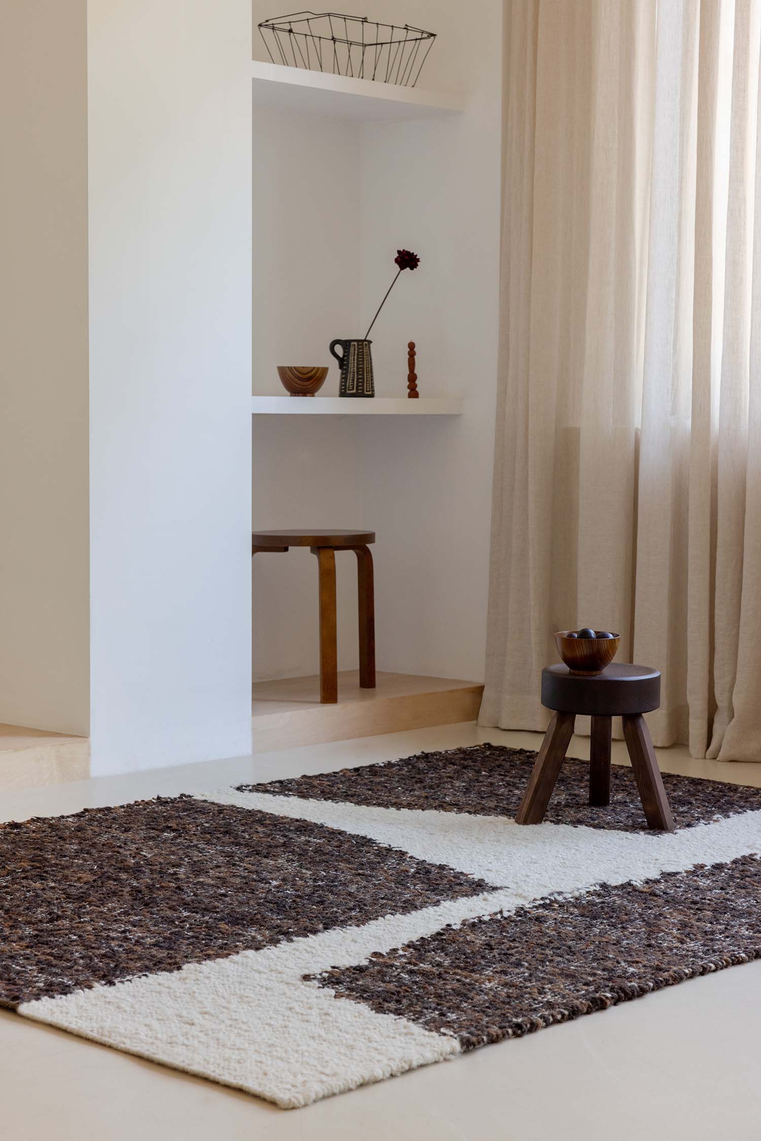 Vloerkleed CRAFT FUNDAMENT crème met bruin