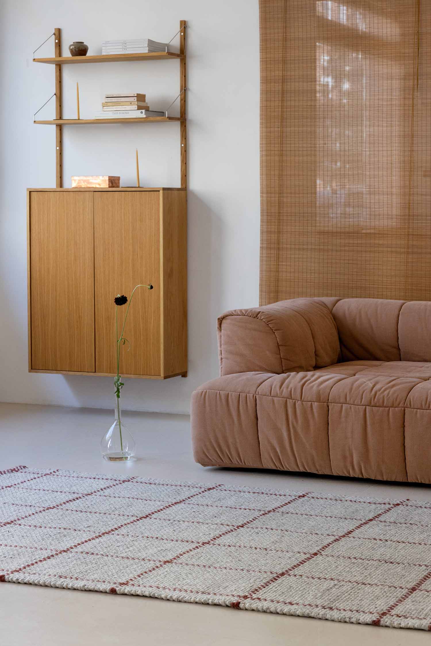 Vloerkleed CRAFT MATTER CHECK grijs met bordeaux