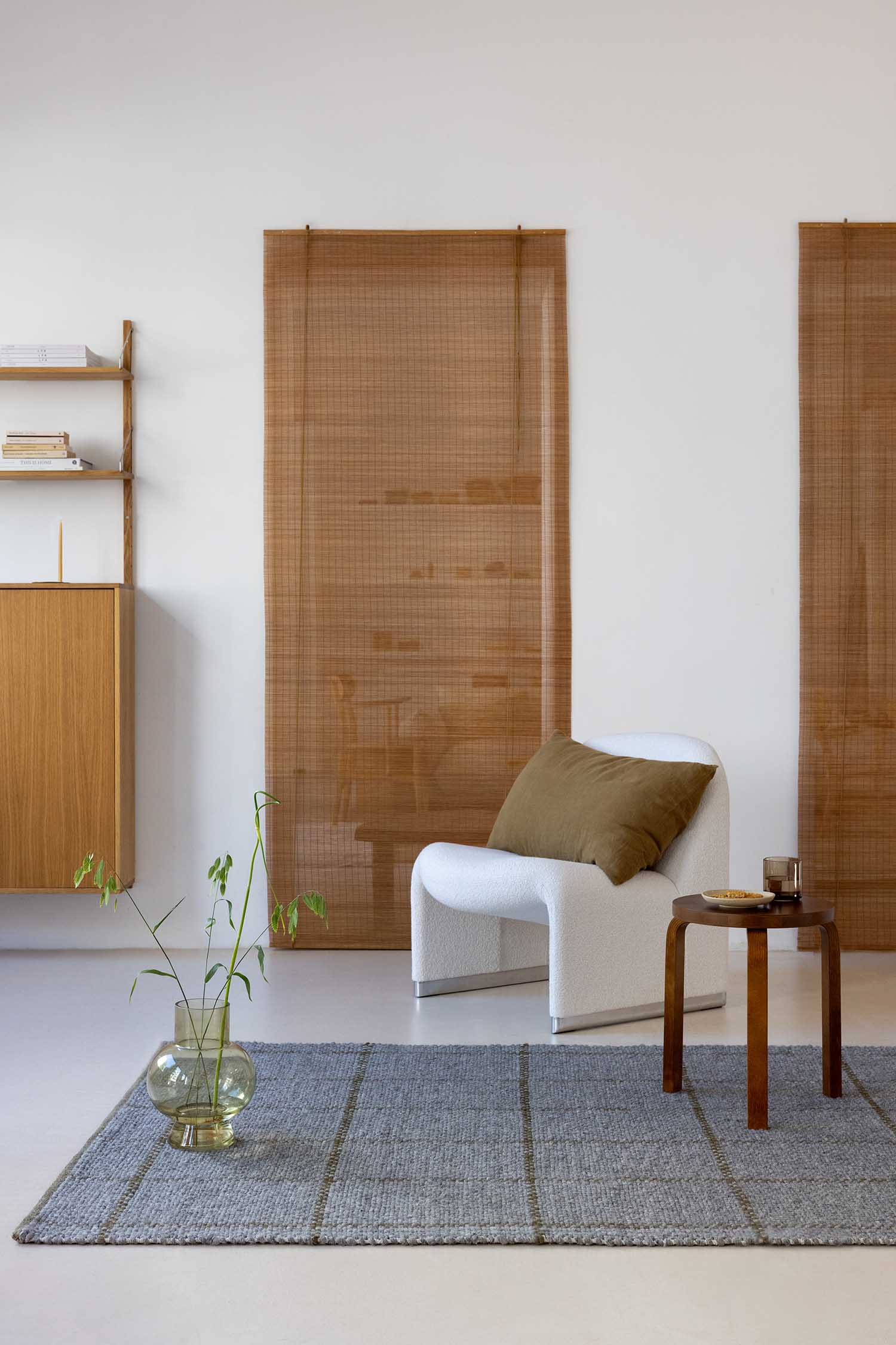 Vloerkleed CRAFT MATTER CHECK grijs met groen