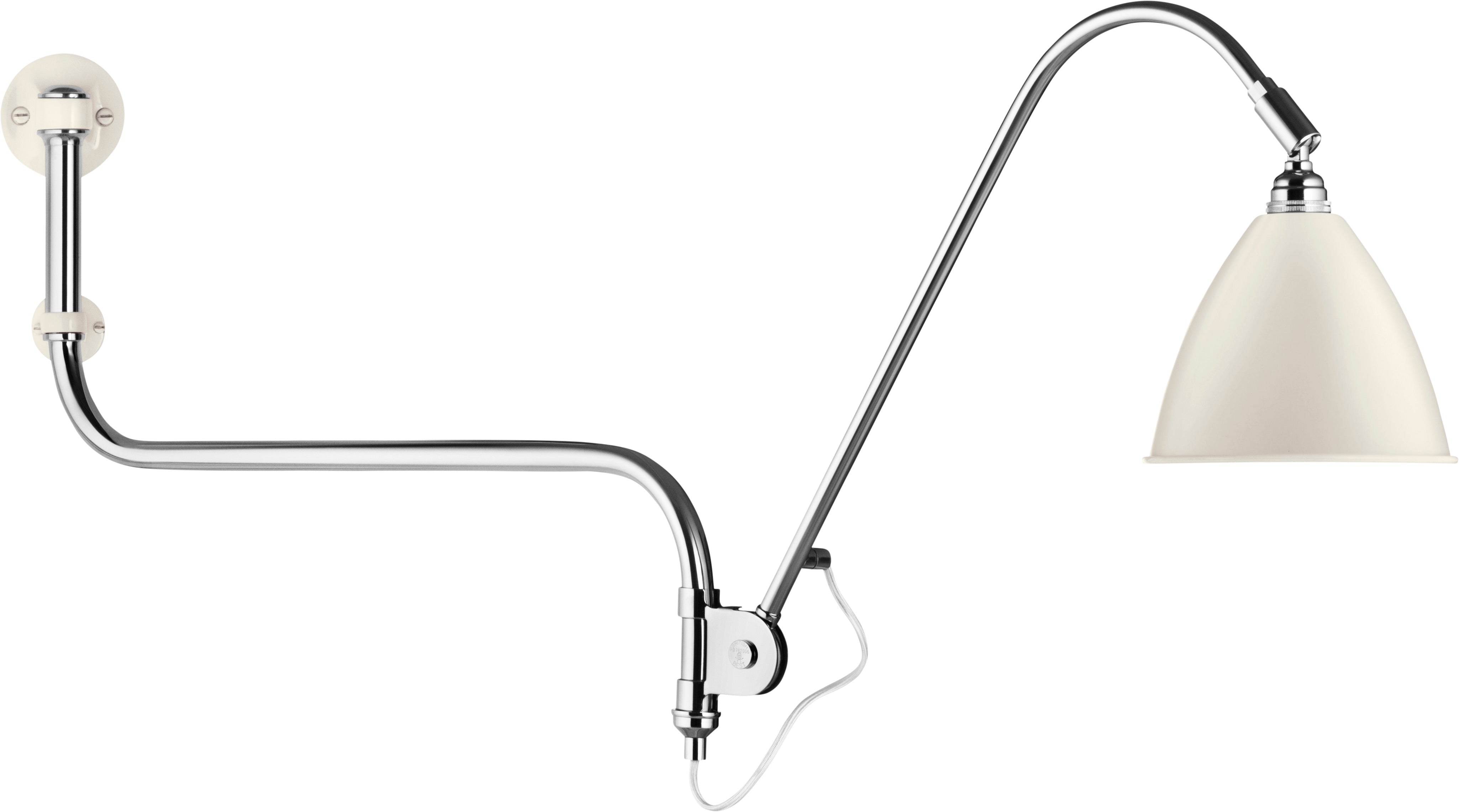 Wandlamp met verstelbare arm BESTLITE BL10 chroom met porseleinen kap