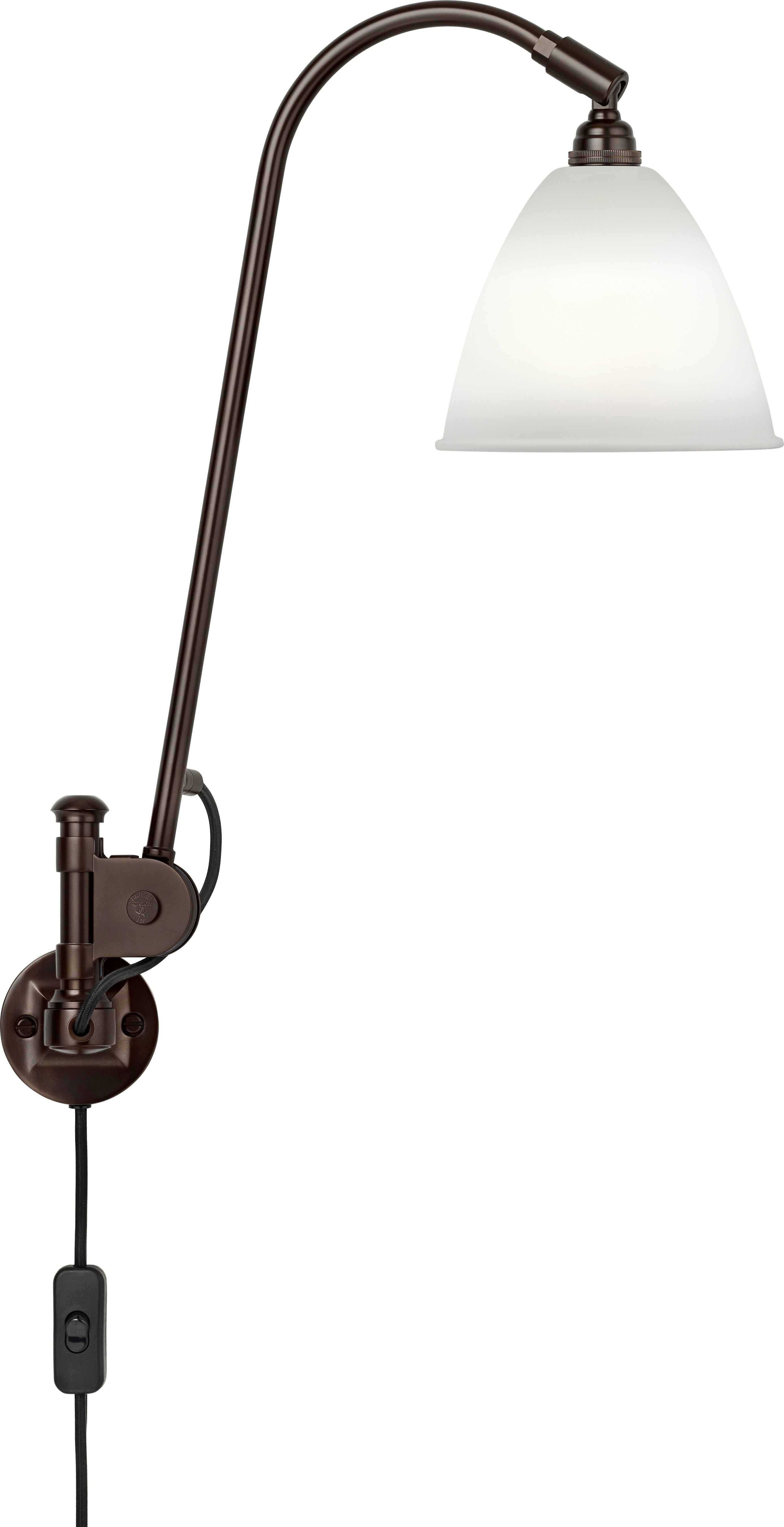 Wandlamp met verstelbare arm BESTLITE BL5 zwart met porseleinen kap