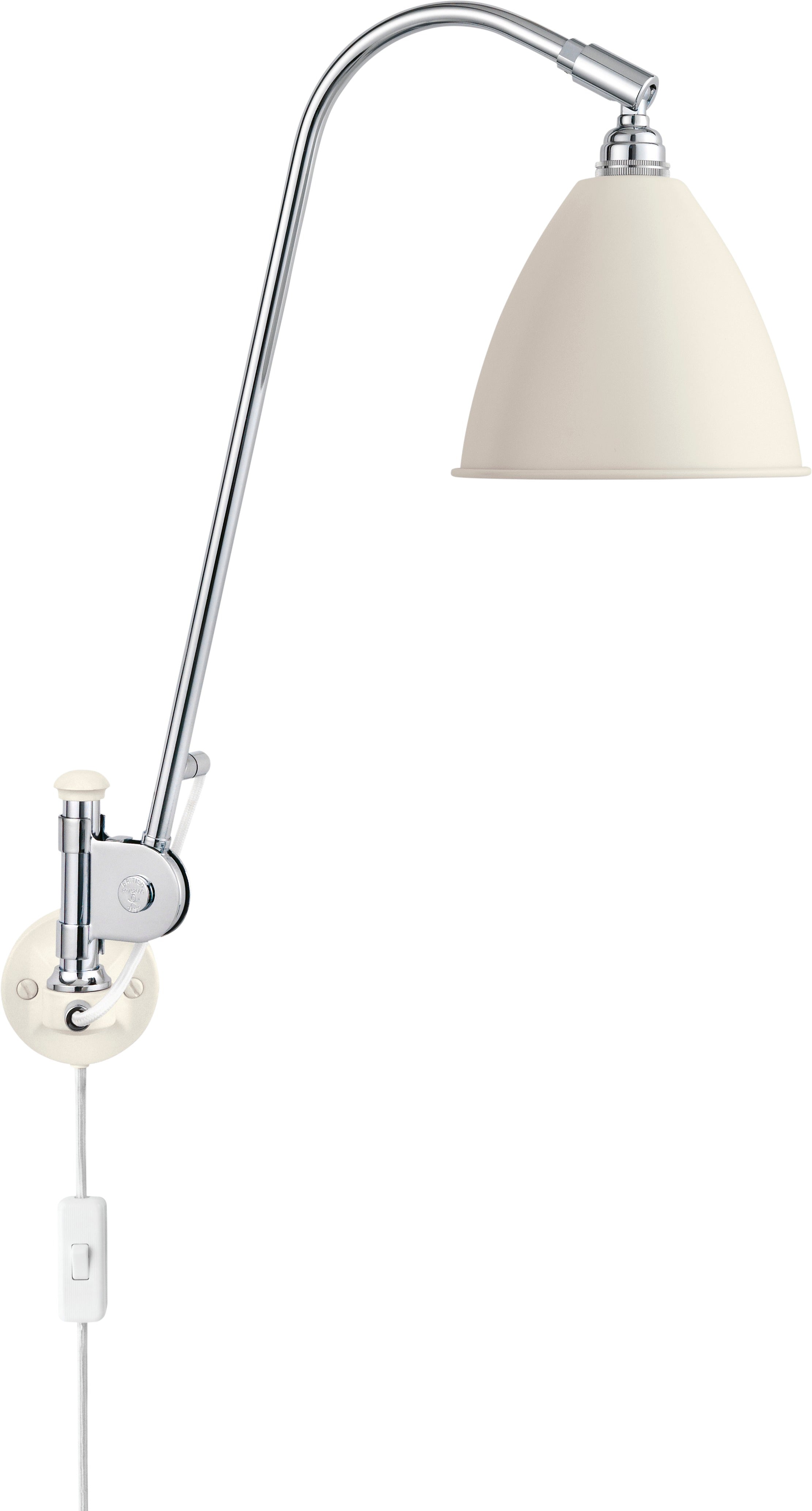 Wandleuchte BESTLITE BL5 Chrom mit cremefarbenem Schirm