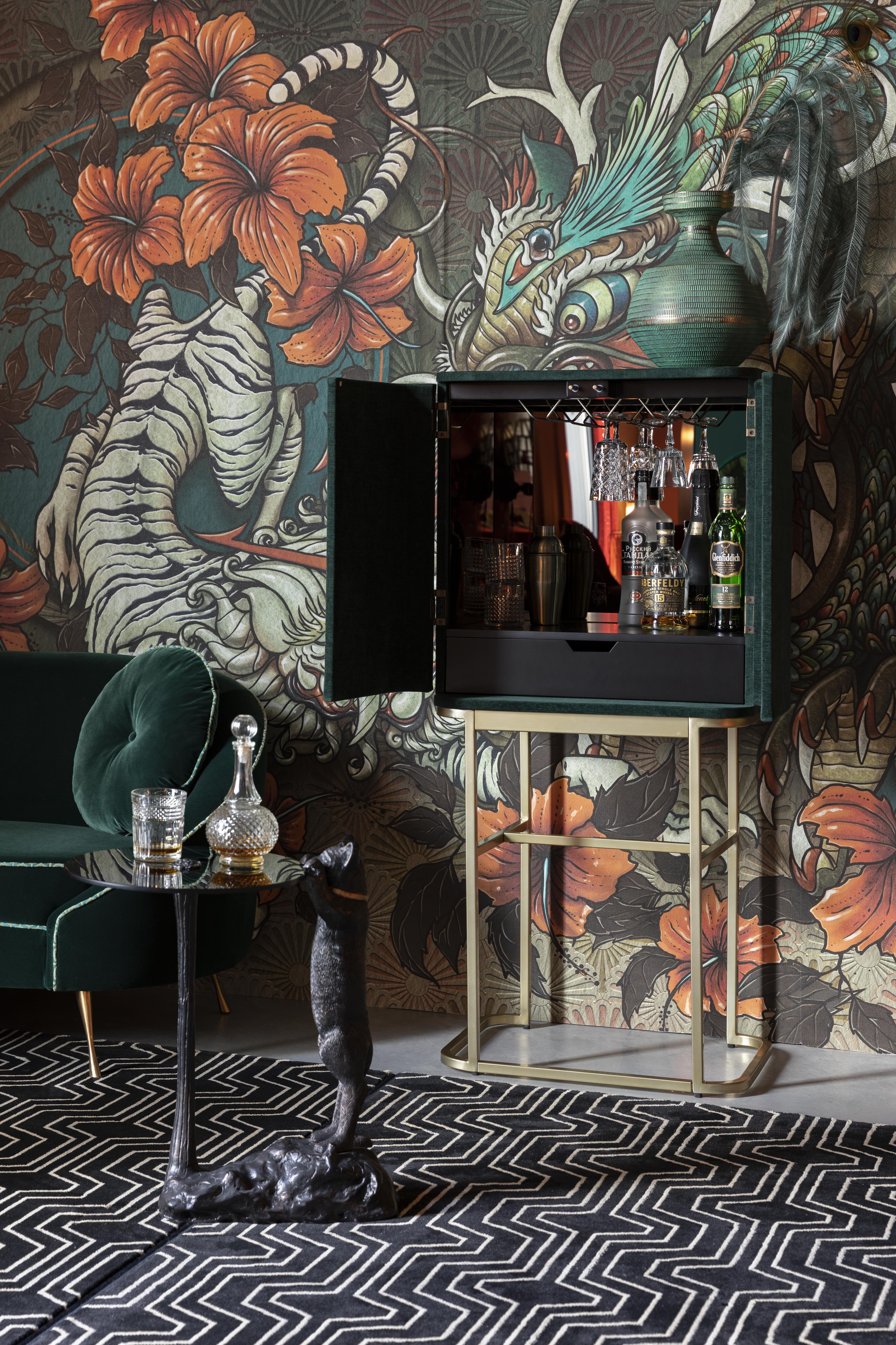 Barek AVA MORGANA dunkelgrün mit goldenem Fuß