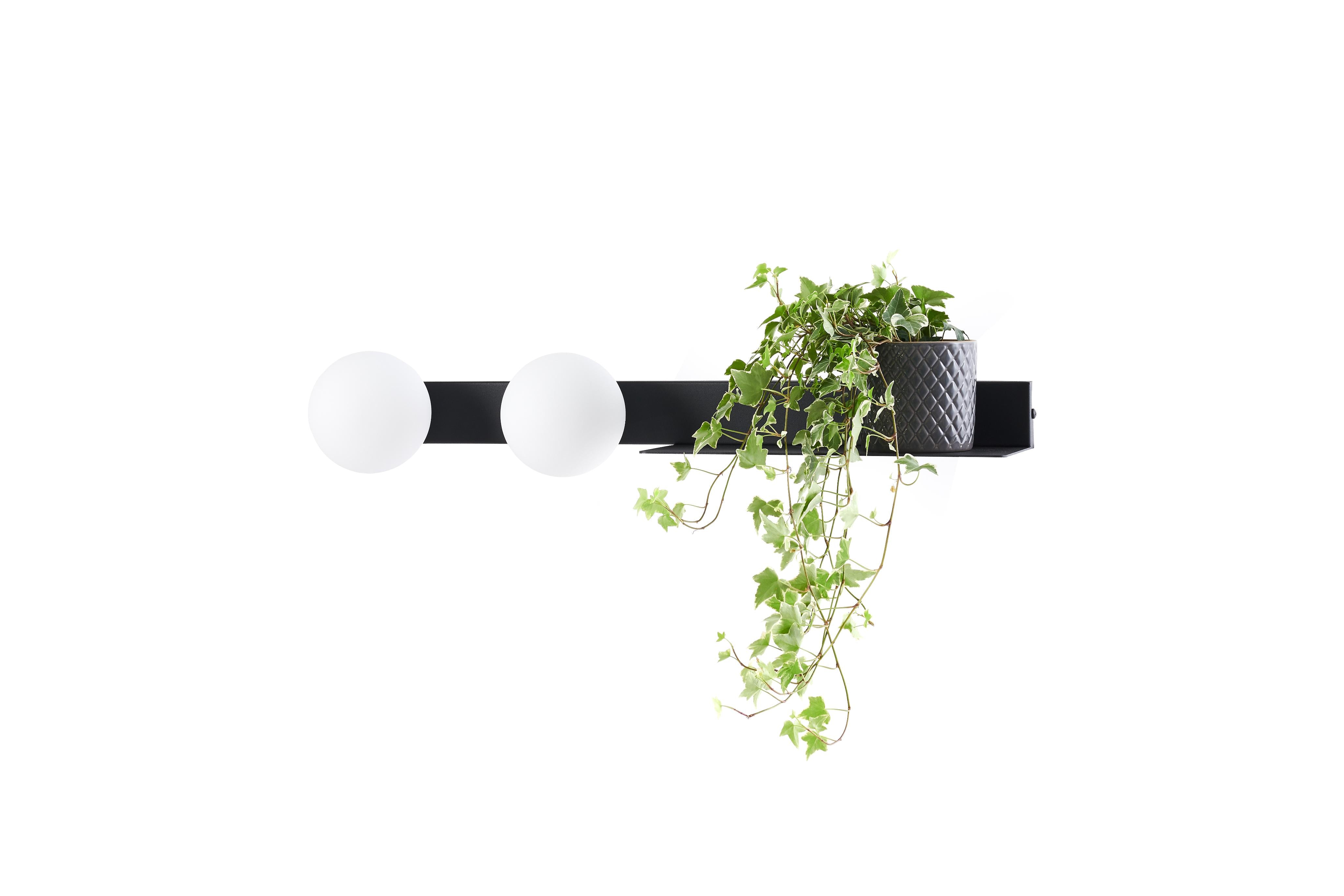 Wandlamp met plank tweepunts BOTANICA DECO zwart