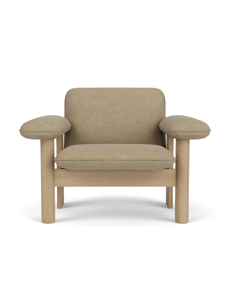 Sessel BRASILIA beige mit Eichenbasis