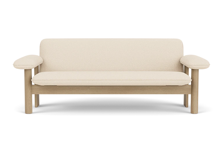 BRASILIA cream sofa with oak base