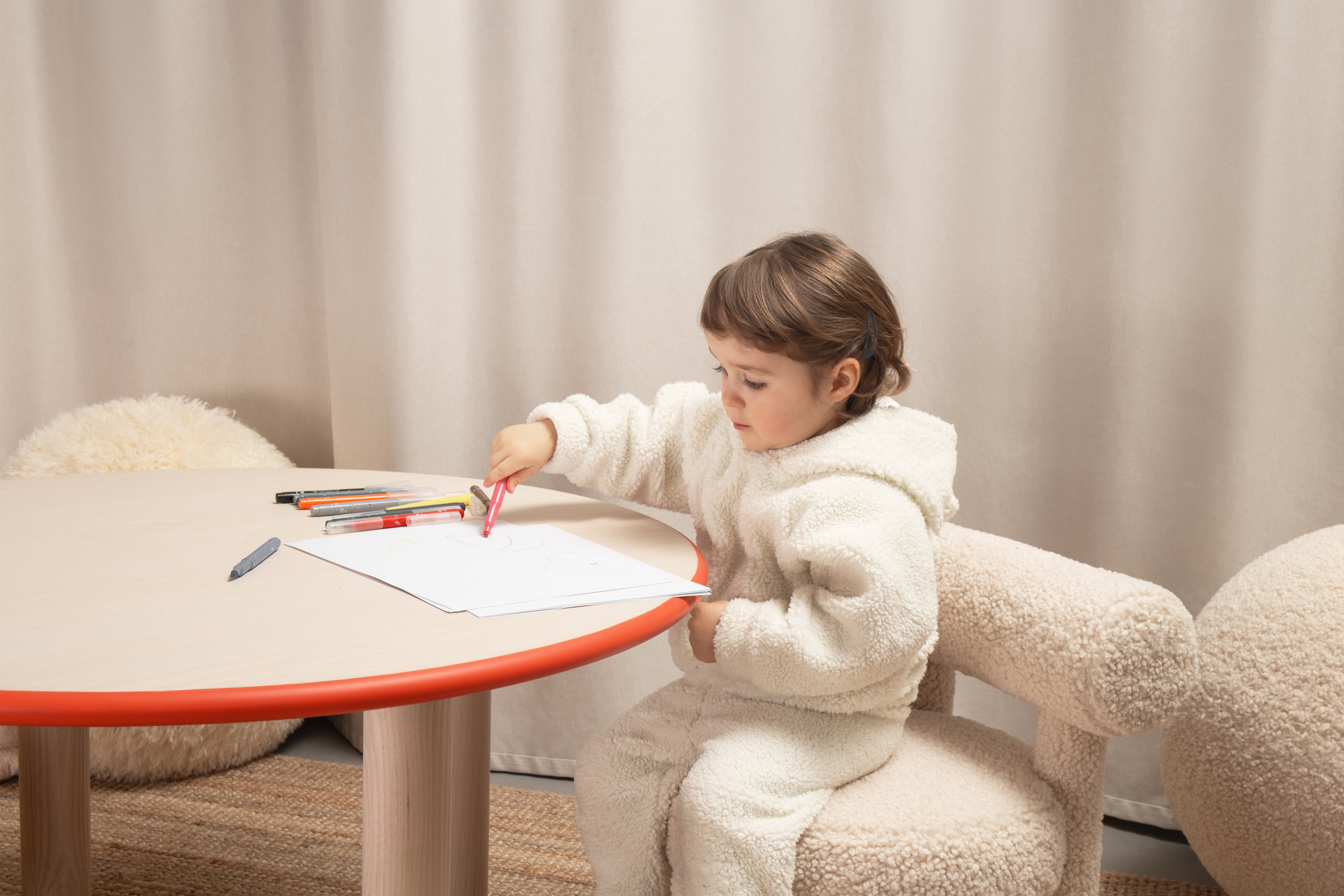 Round Children's Table BABY PAUL Natural Ash Wood