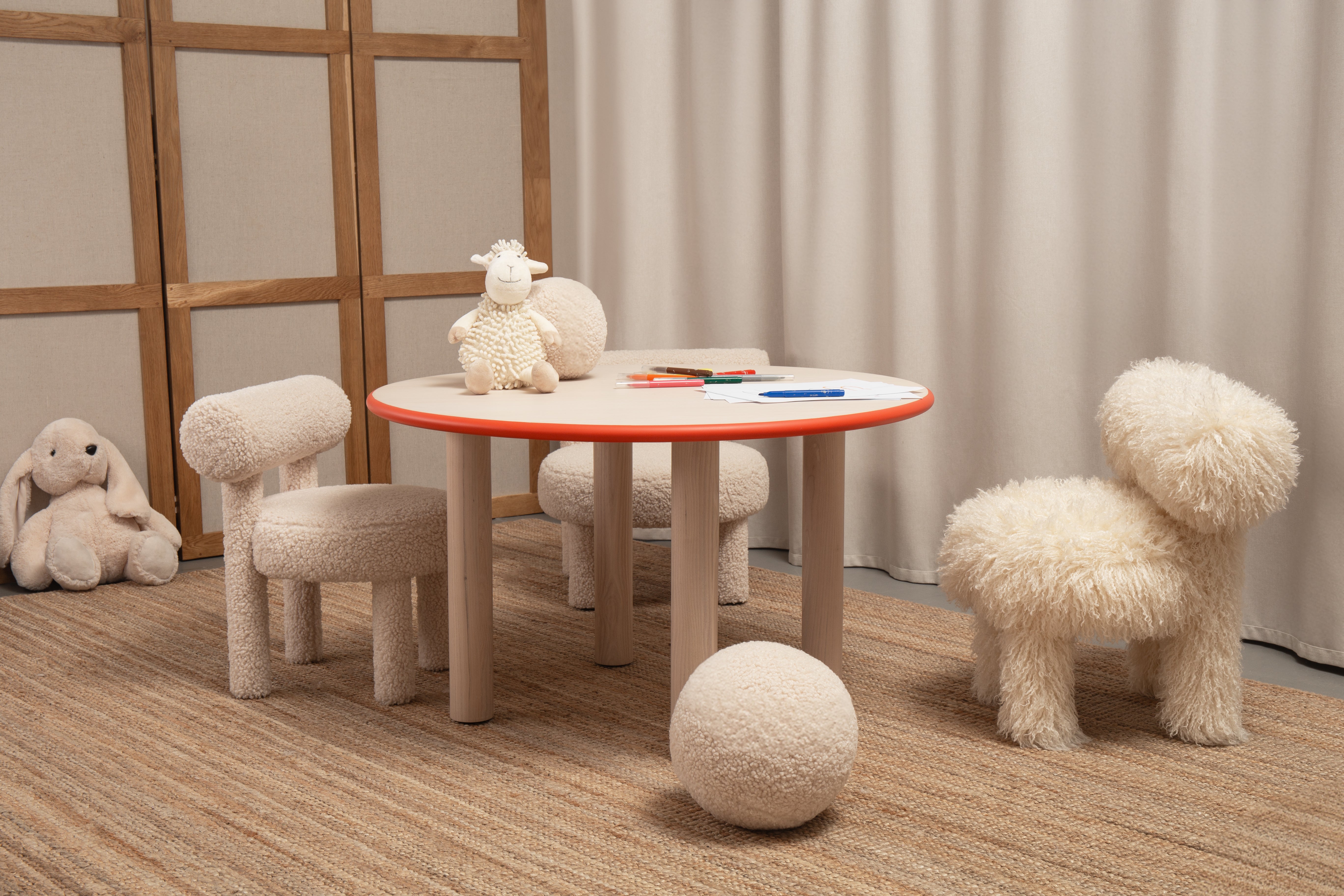 Round Children's Table BABY PAUL Natural Ash Wood