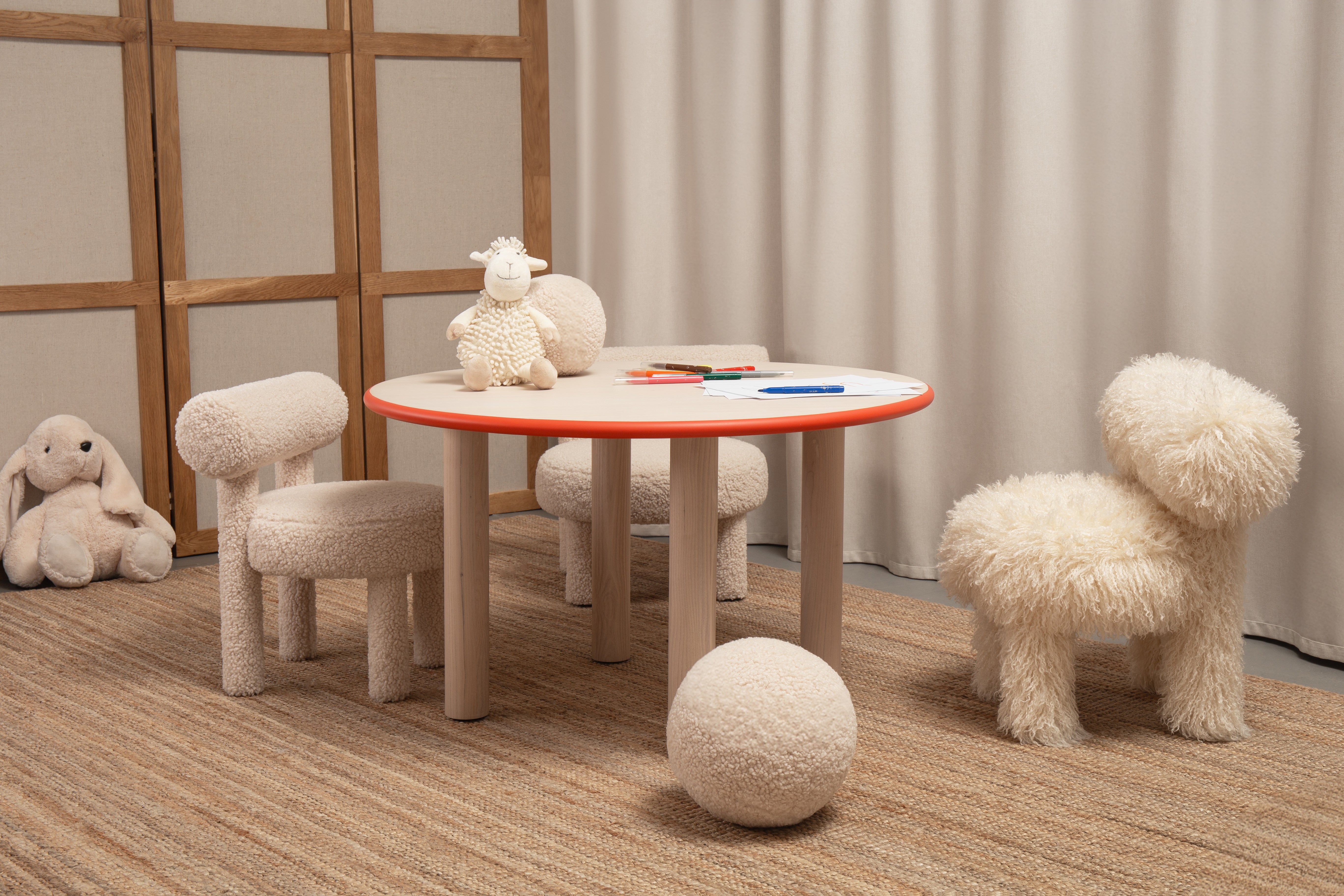 Round Children's Table BABY PAUL Natural Ash Wood