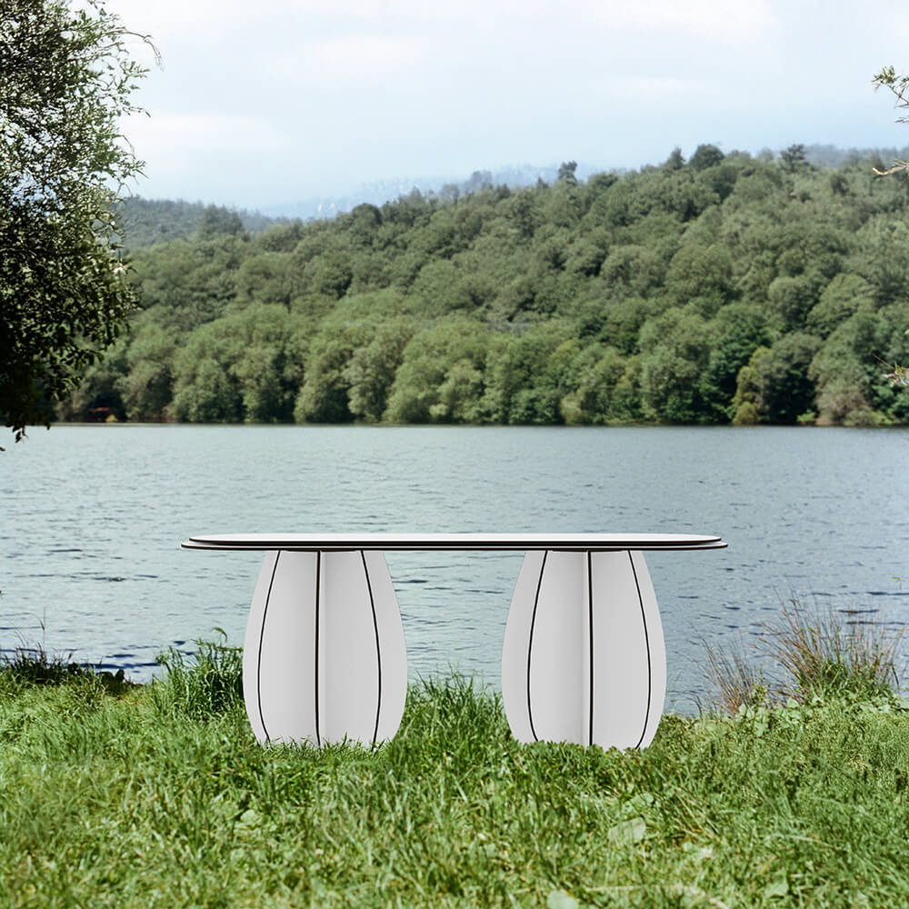 Tweedelige buitenbank GARDENIA in beige