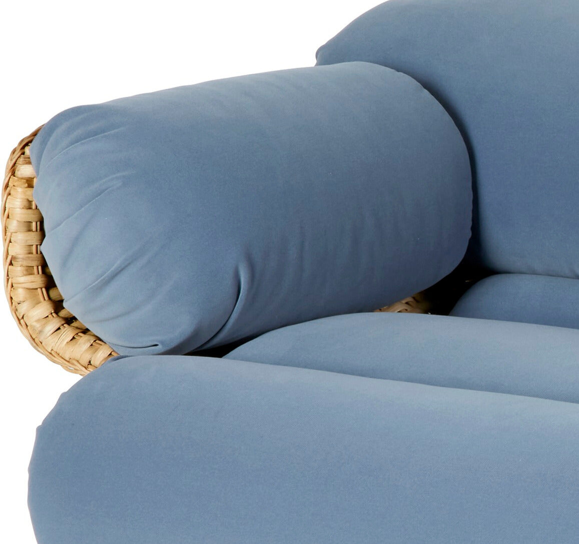 2-seater BASKET sofa in blue with rattan