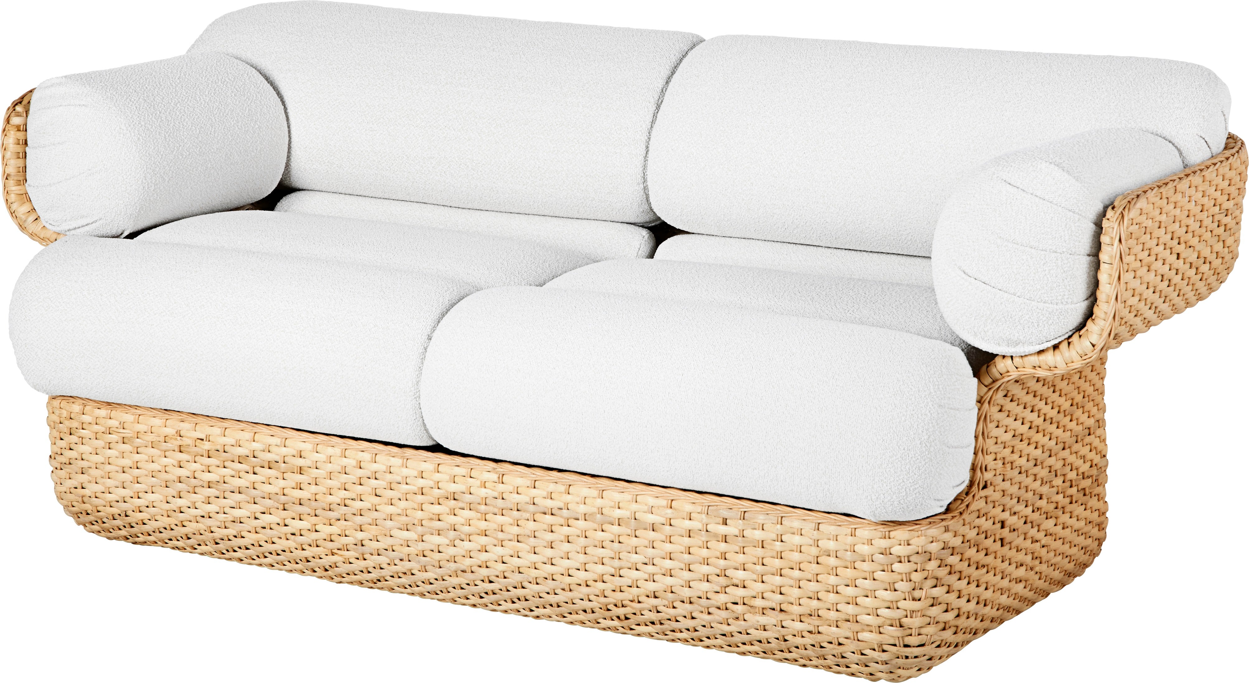 BASKET 2-Sitzer-Sofa weiß mit Rattan
