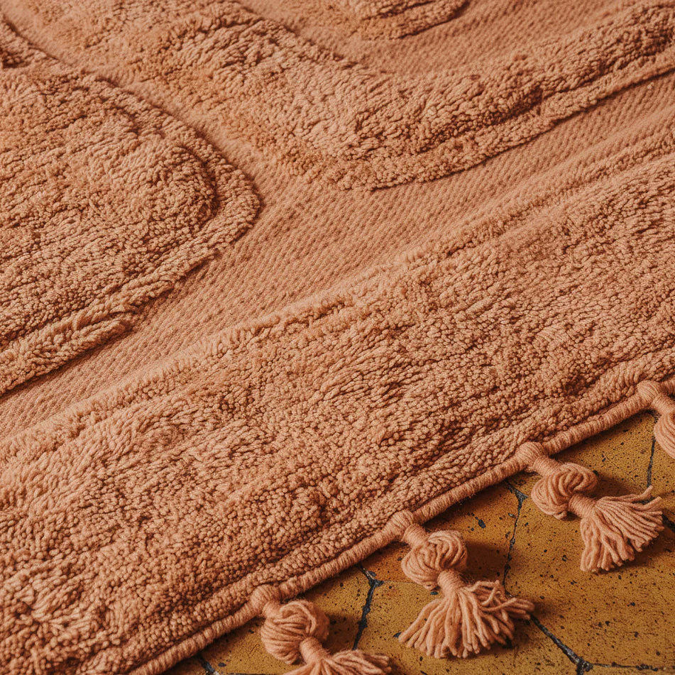 Wollteppich BEATEN TRACK orange mit Fransen