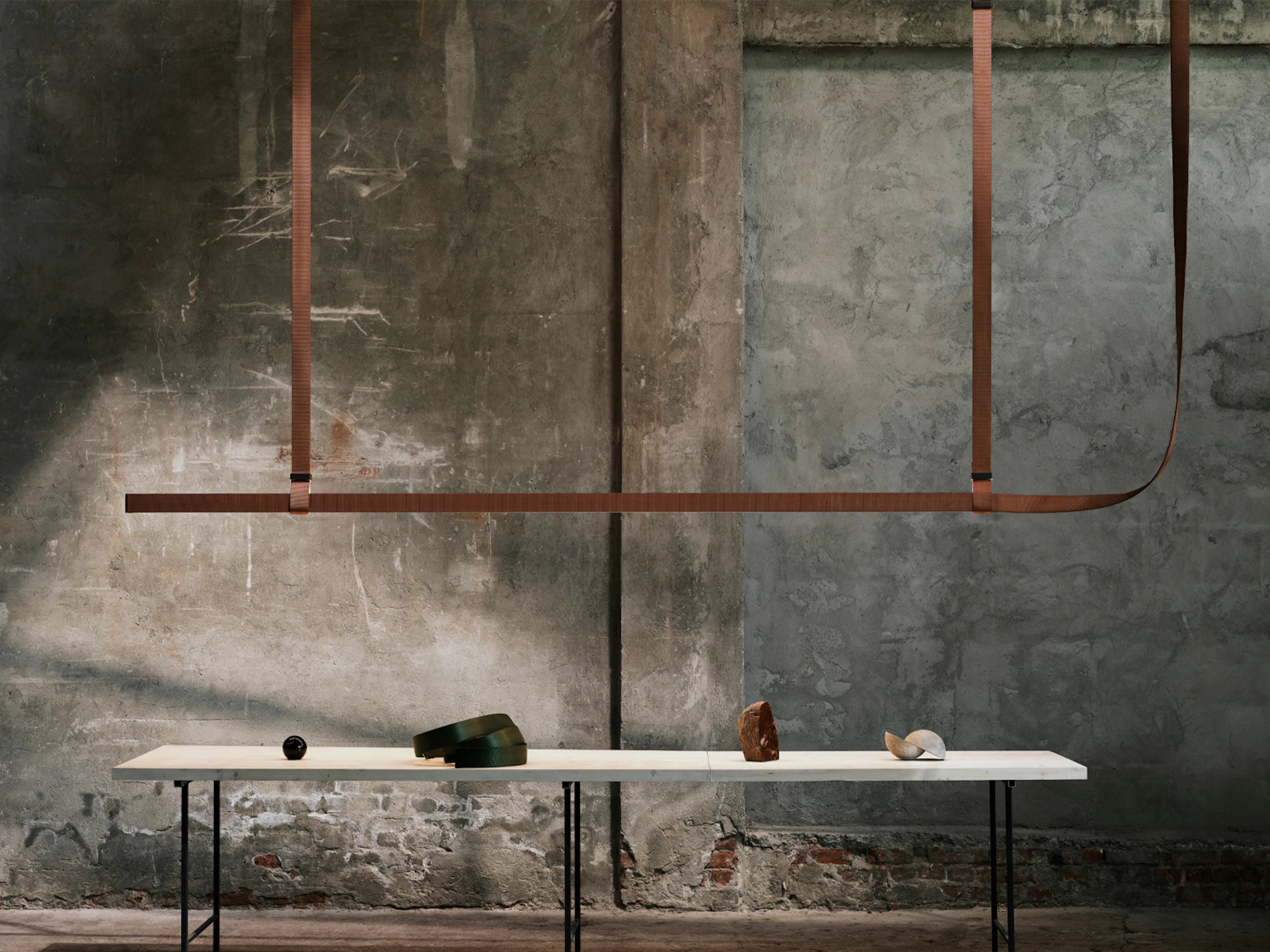 Belt Pendant Lamp Brown Leather