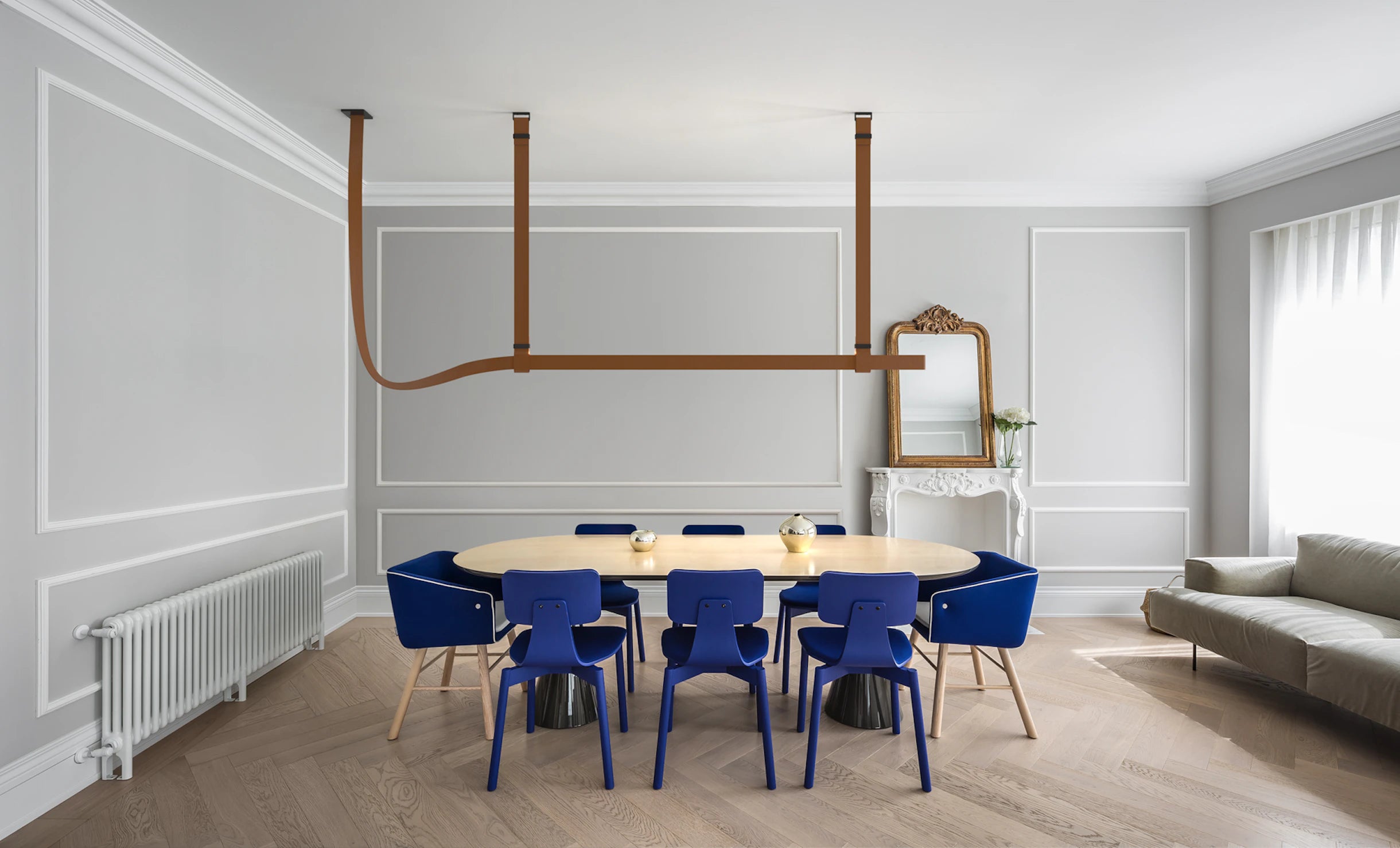 Belt Pendant Lamp Brown Leather