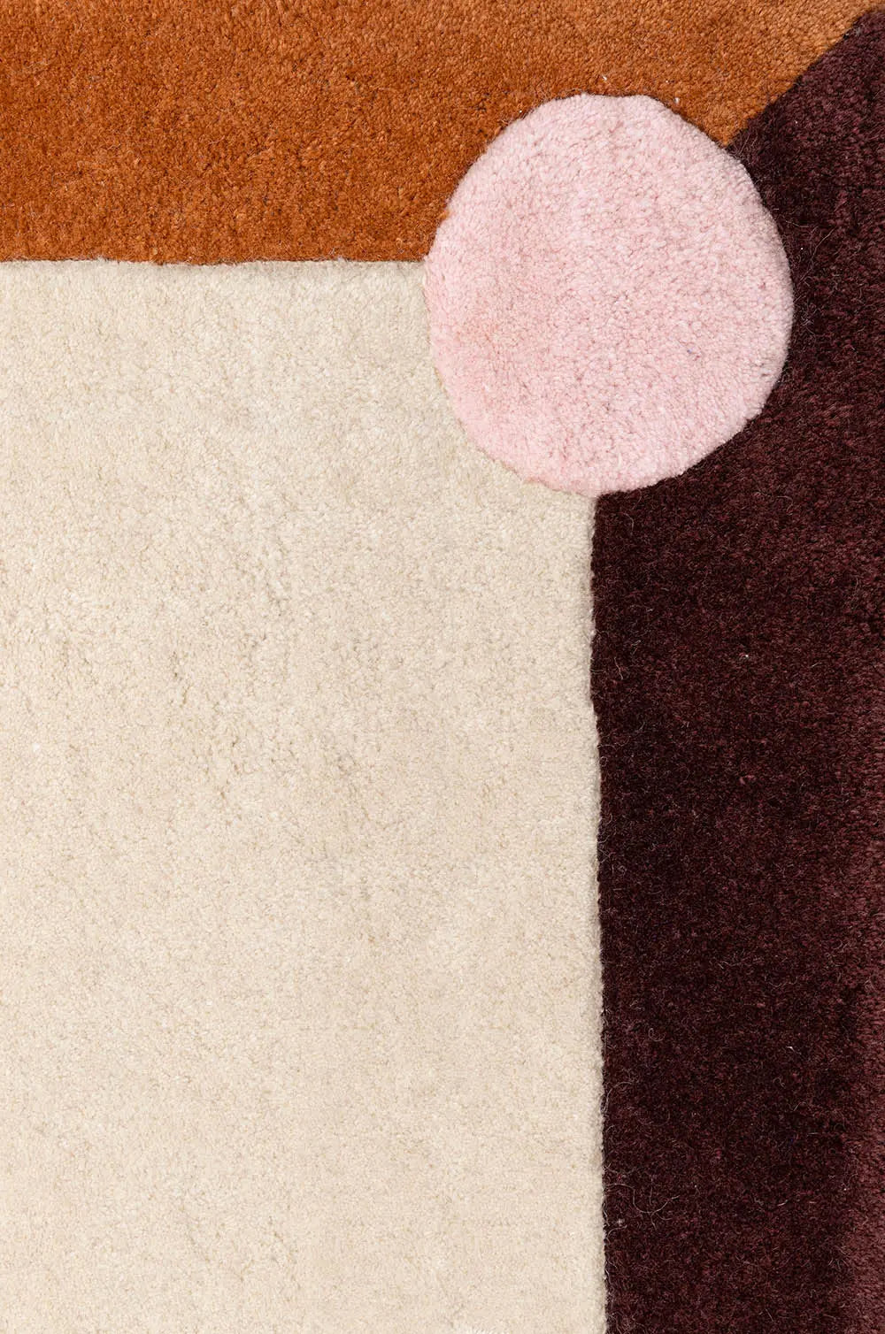 Vloerkleed BERLIN beige met oranje en marineblauw