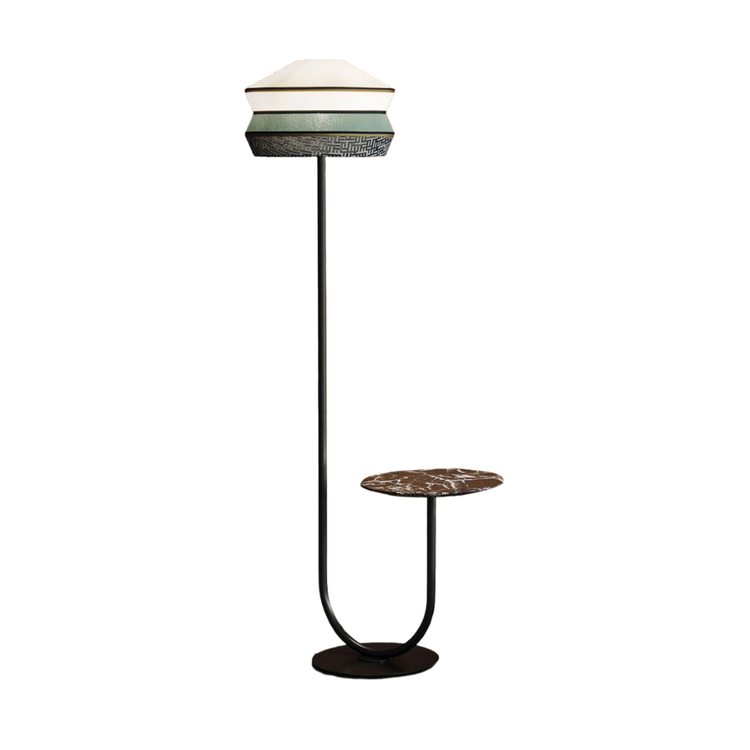 CALYPSO ANTIGUA lamp with table in mint green with burgundy marble