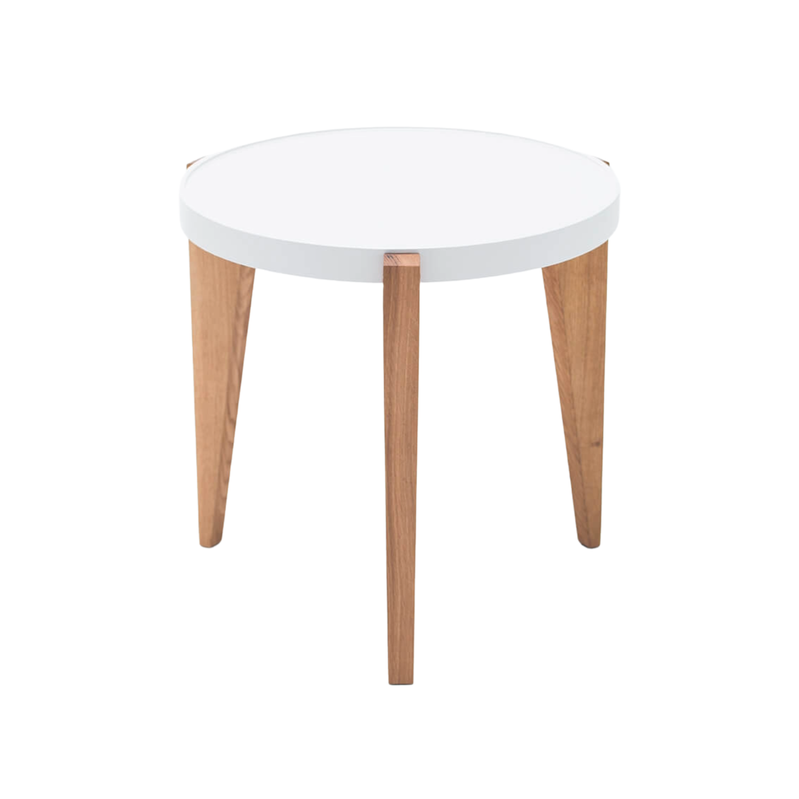 BONTRI table with a white top and wooden base