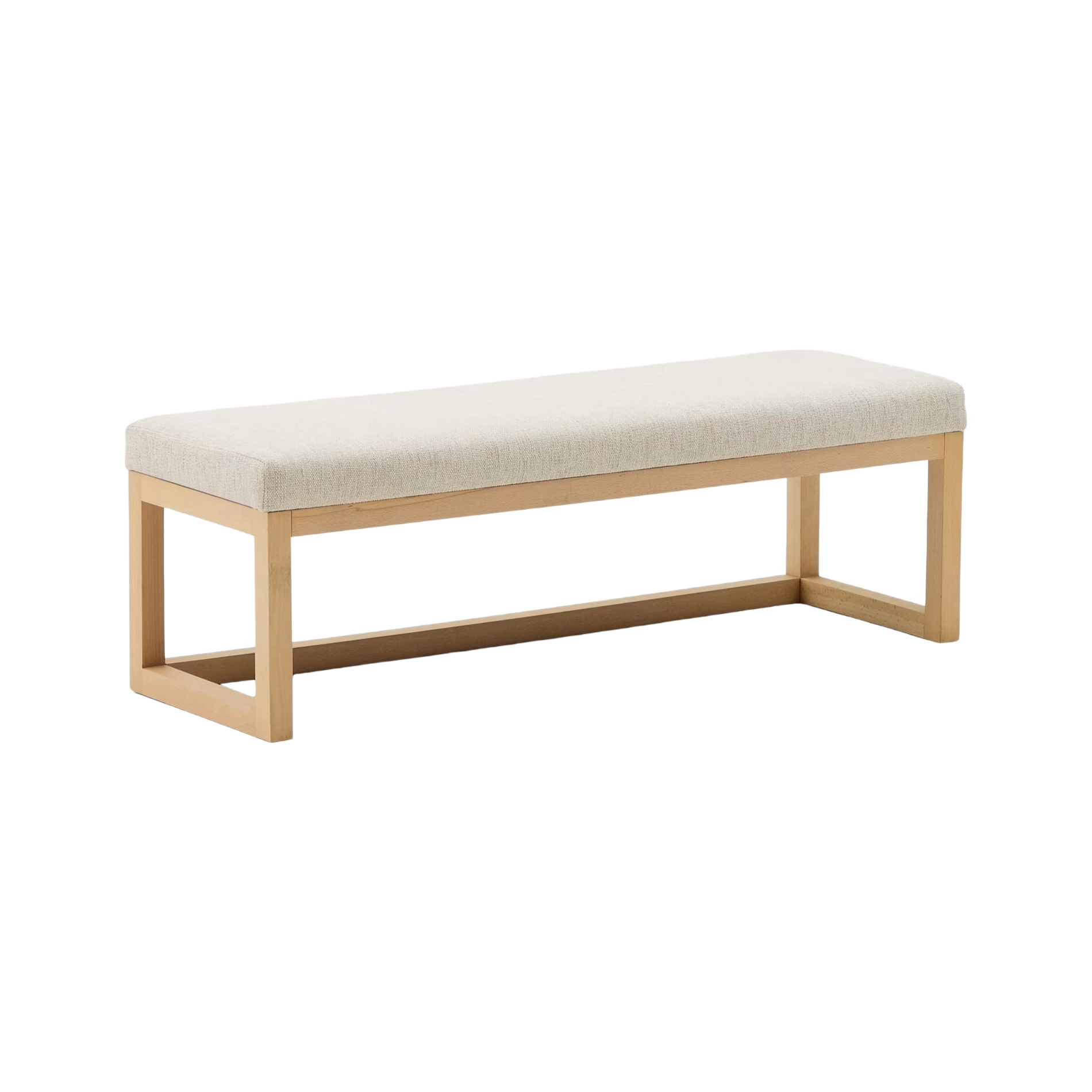 Bank LOYA beige chenille met beuken onderstel