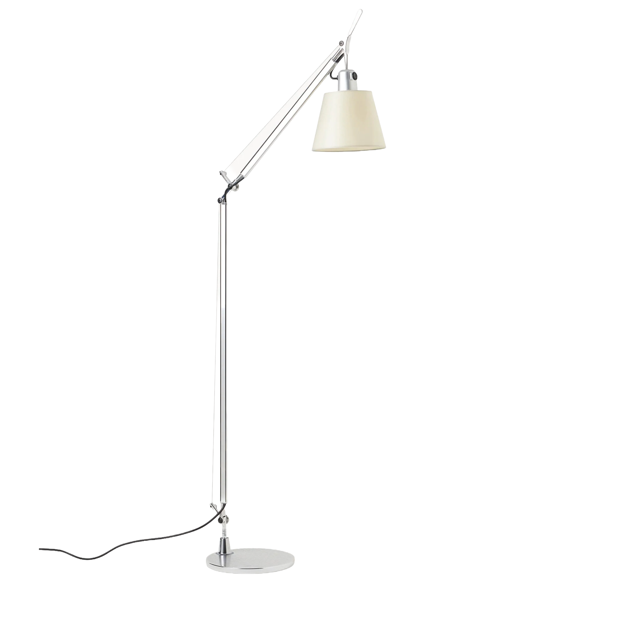 TOLOMEO BASCULANTE Reading Floor Lamp with Parchment Shade and Silver Base