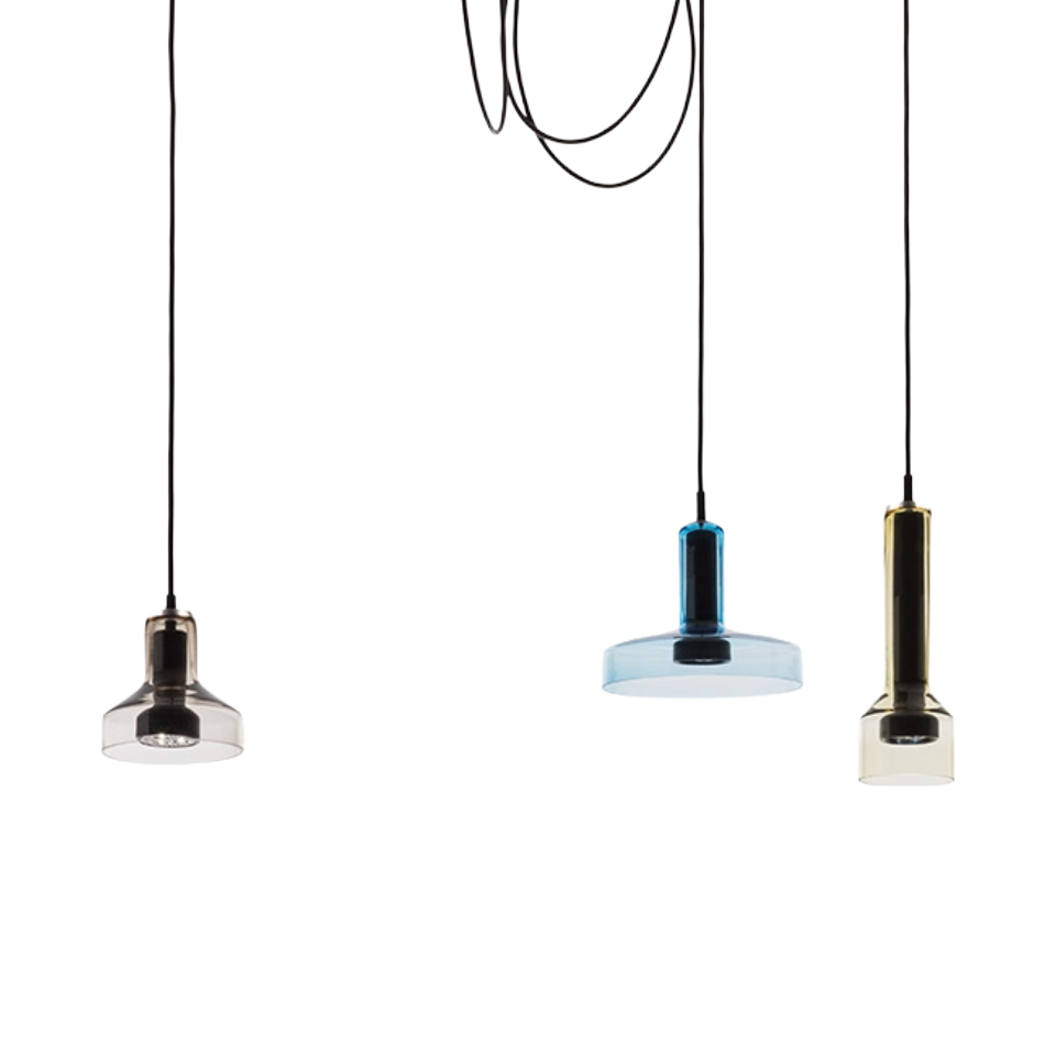 Hanglamp STABLIGHT olijfgroen met aquamarijn en bruin