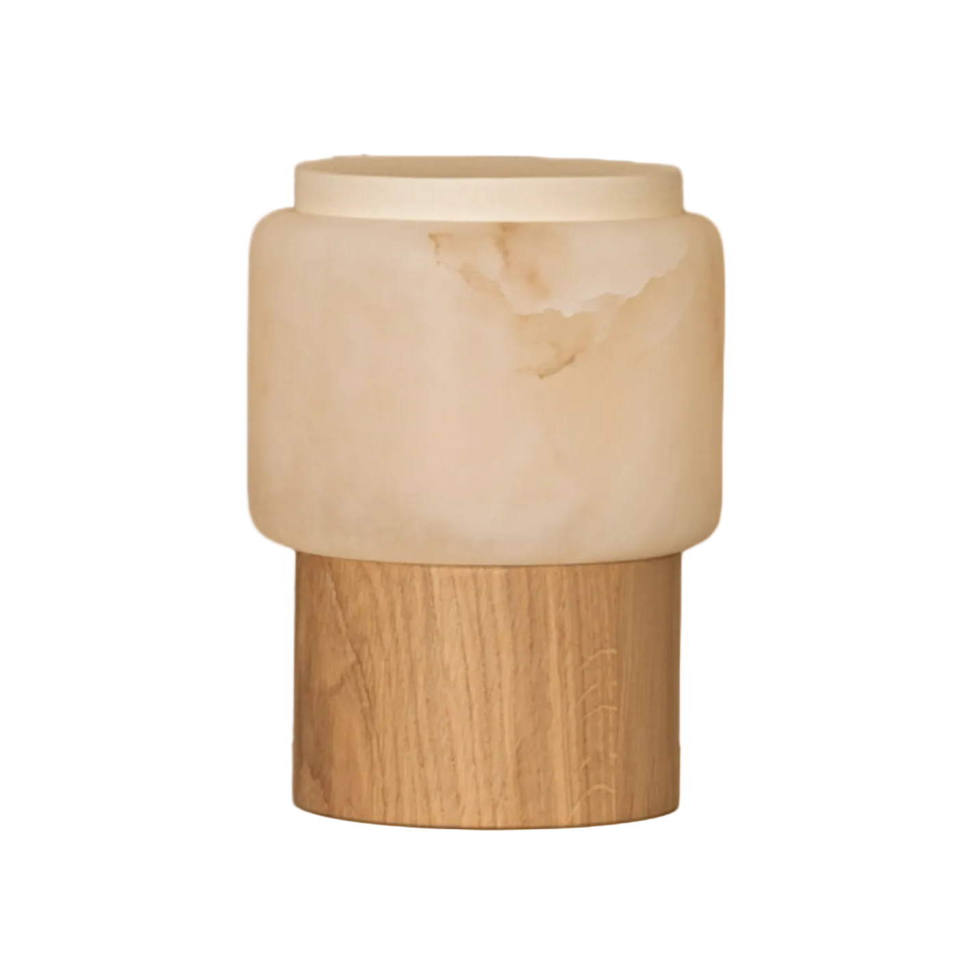 Draagbare lamp LANTERNO wit alabaster met houten voet