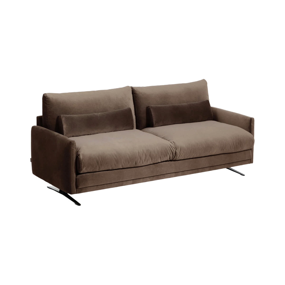 Sofa 3-zits fluwelen VELIRO donkerbruin met zwarte basis