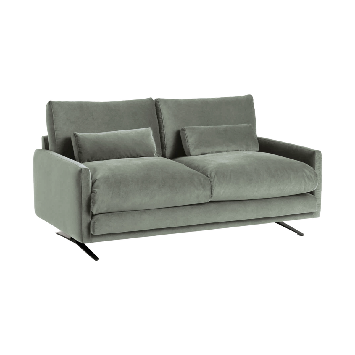 Sofa 2-zits fluwelen VELIRO groen met zwarte basis