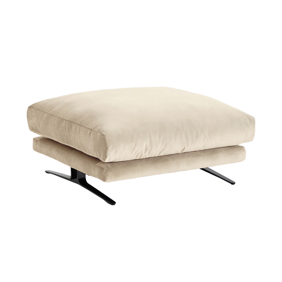 Velours voetensteun VELIRO beige met zwarte basis