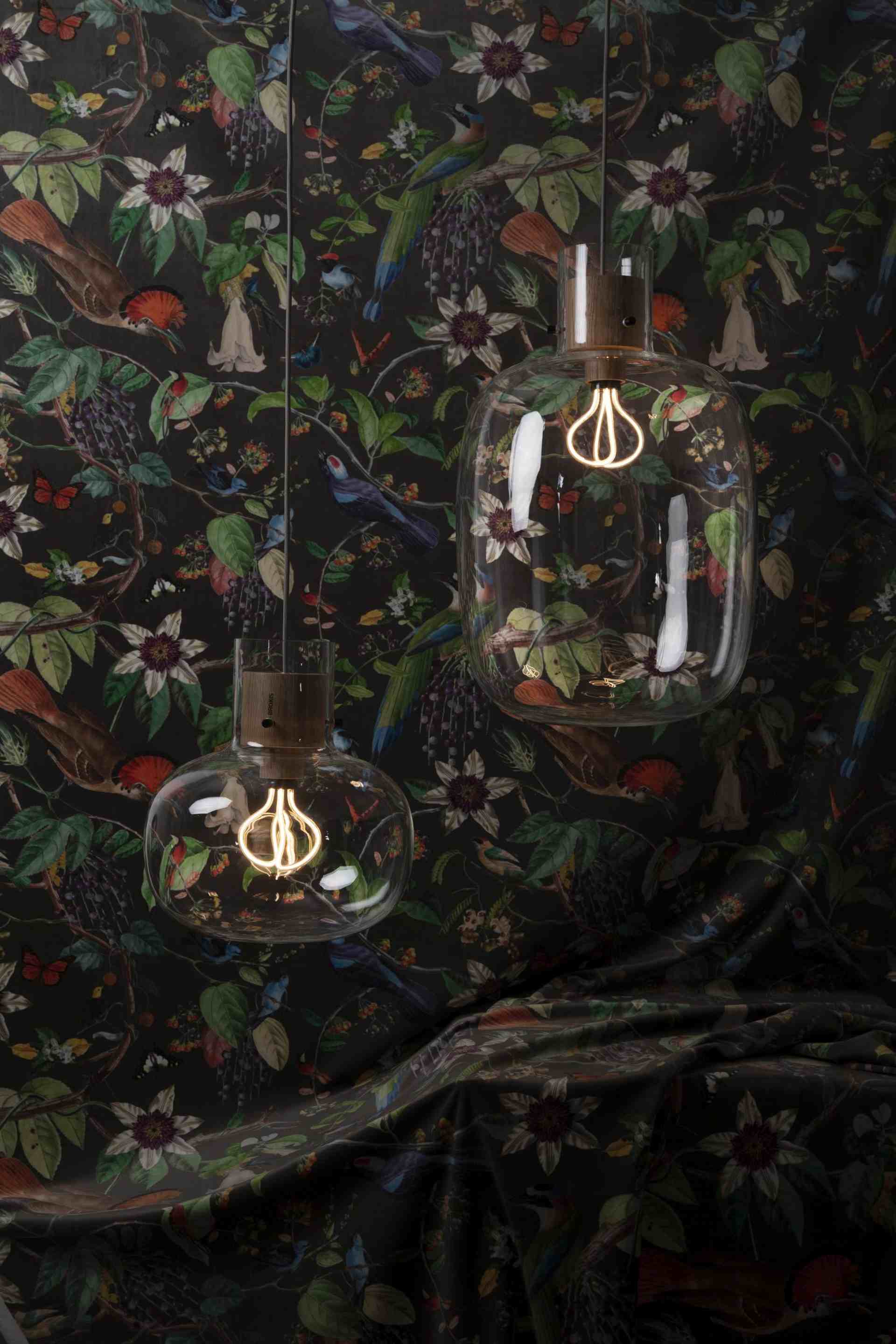 Lampa wisząca AWA LARGE szkło dmuchane – drewno
