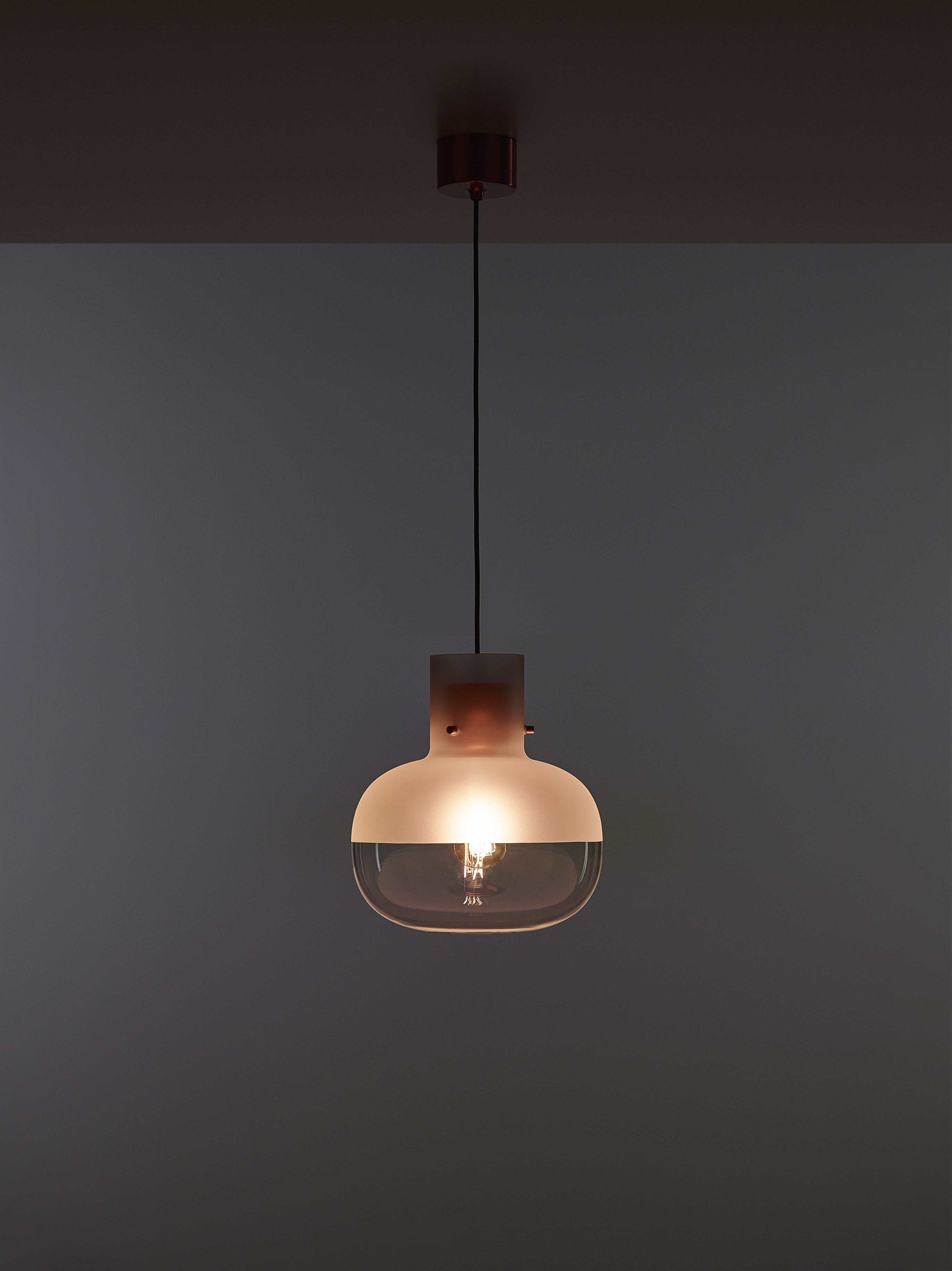 Lampa wisząca AWA MEDIUM szkło dmuchane – drewno