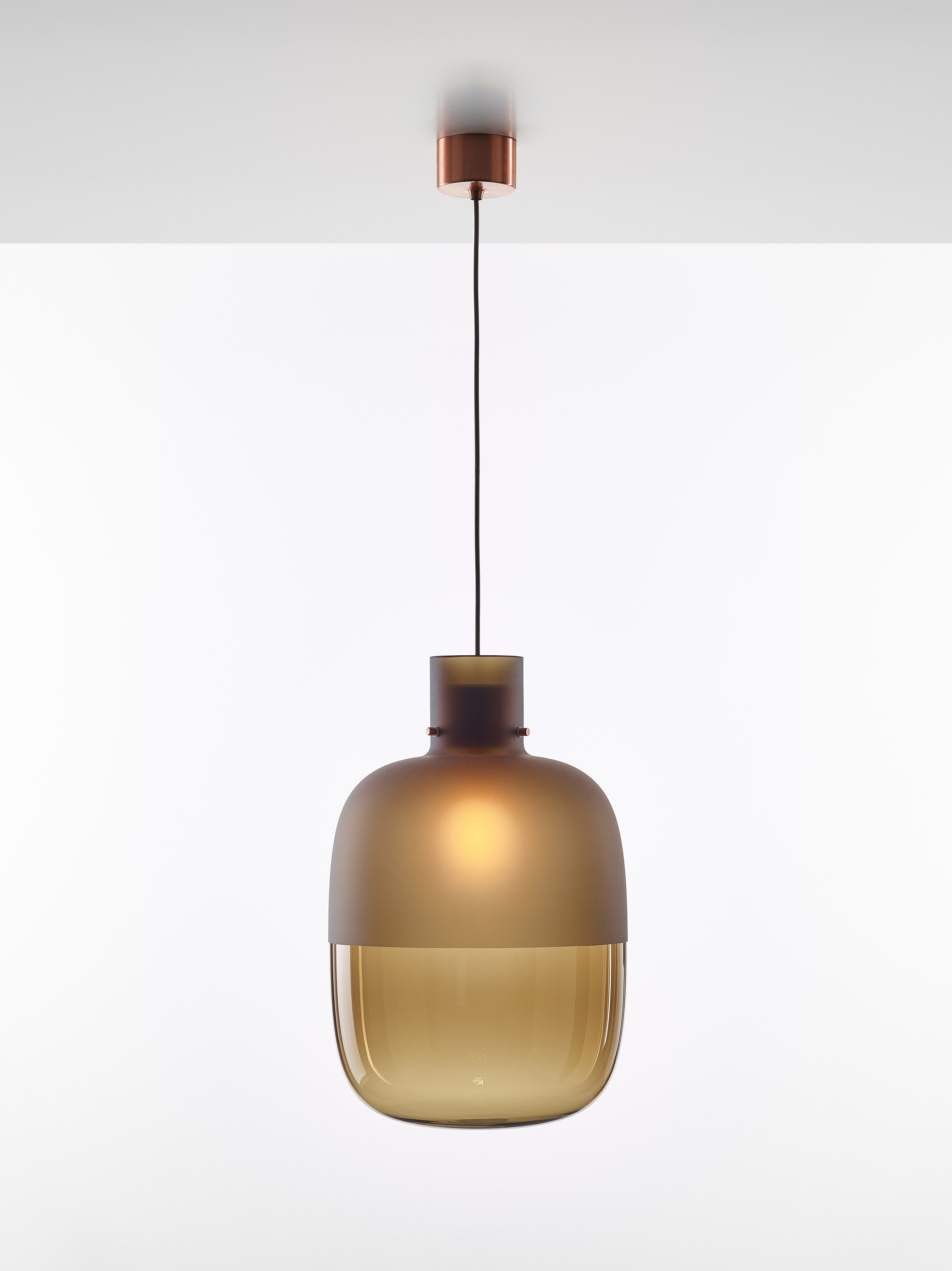 Lampa wisząca AWA LARGE szkło dmuchane – drewno i metal