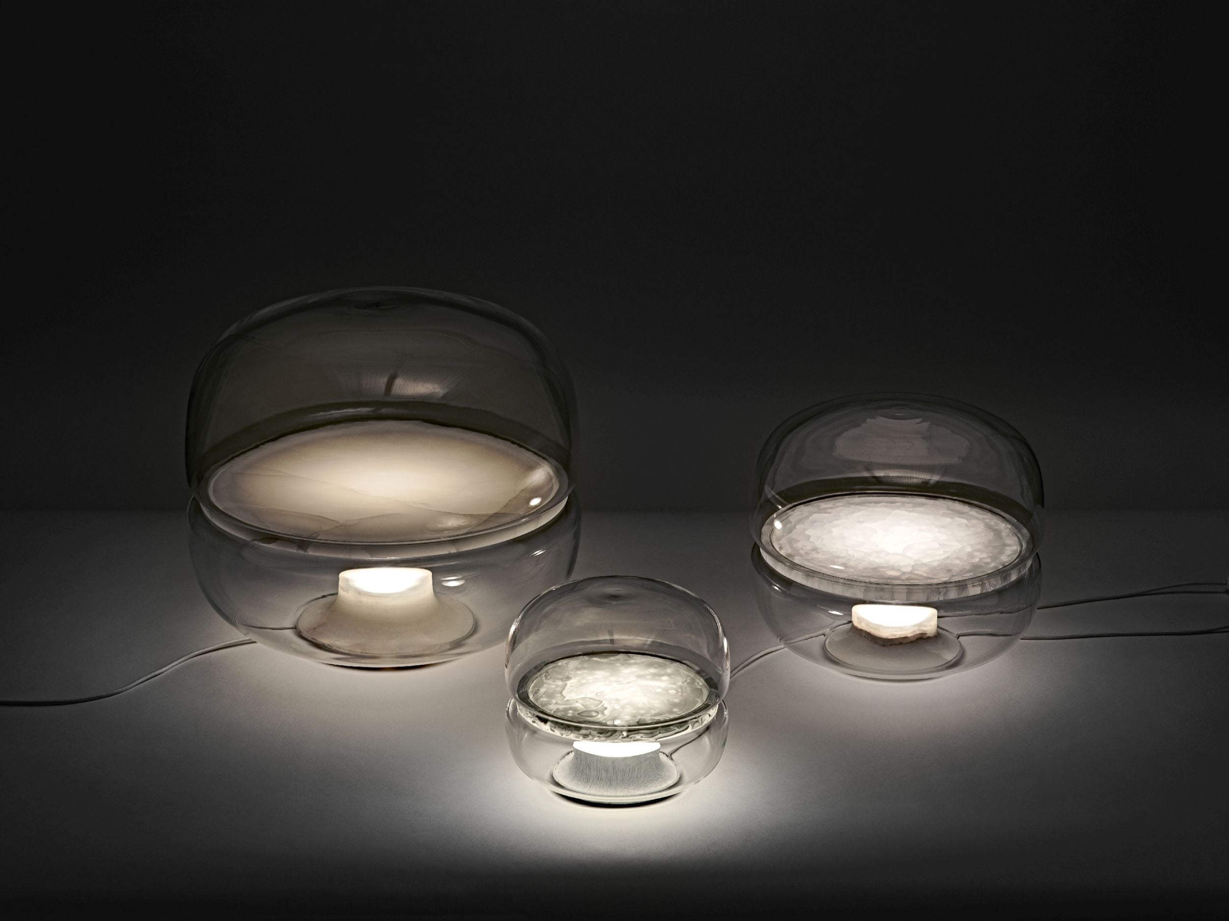 Makkaron -M -Tischlampe aufblasbares Glas mit Onyx