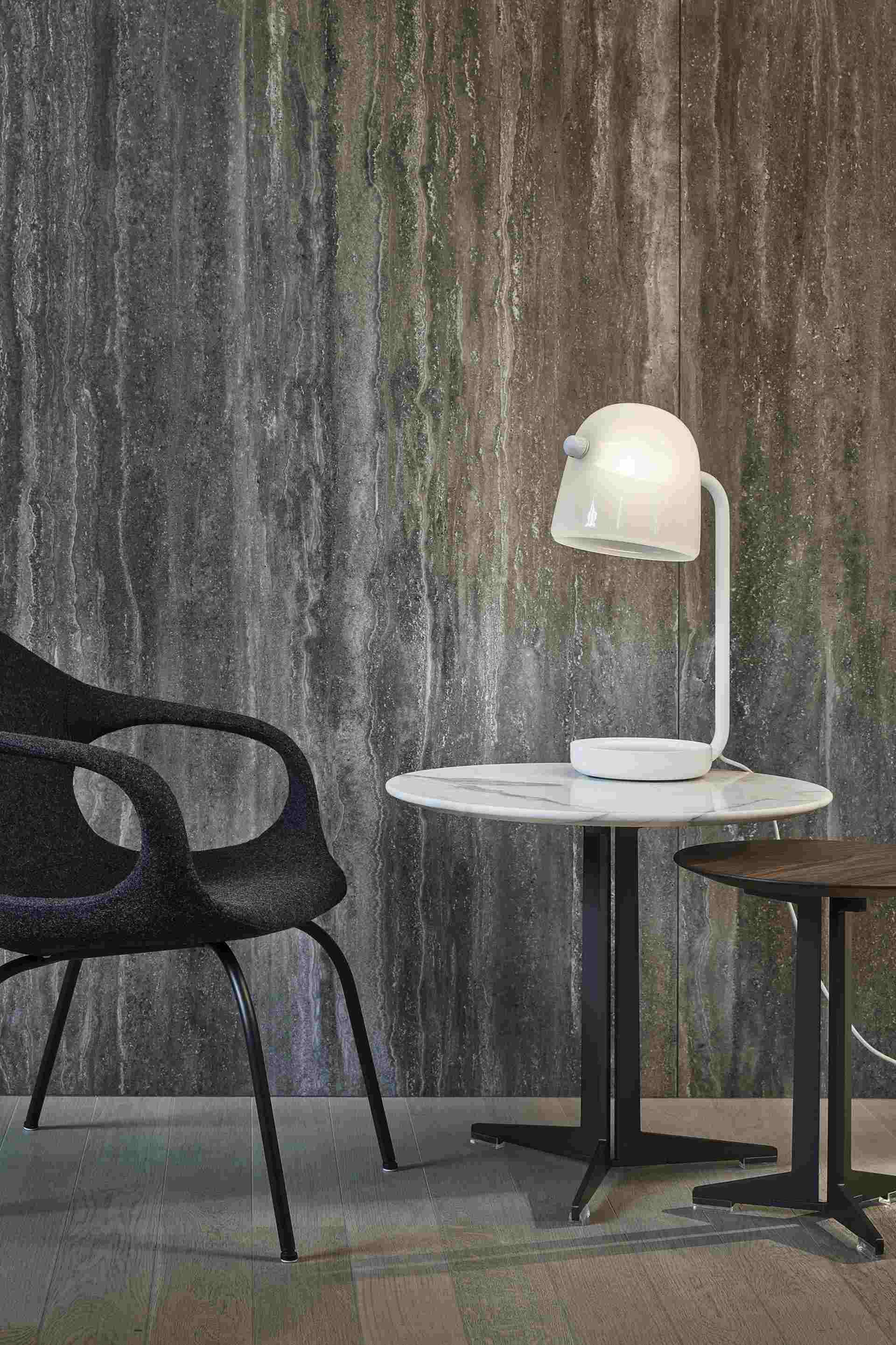 Table lamp is a white base