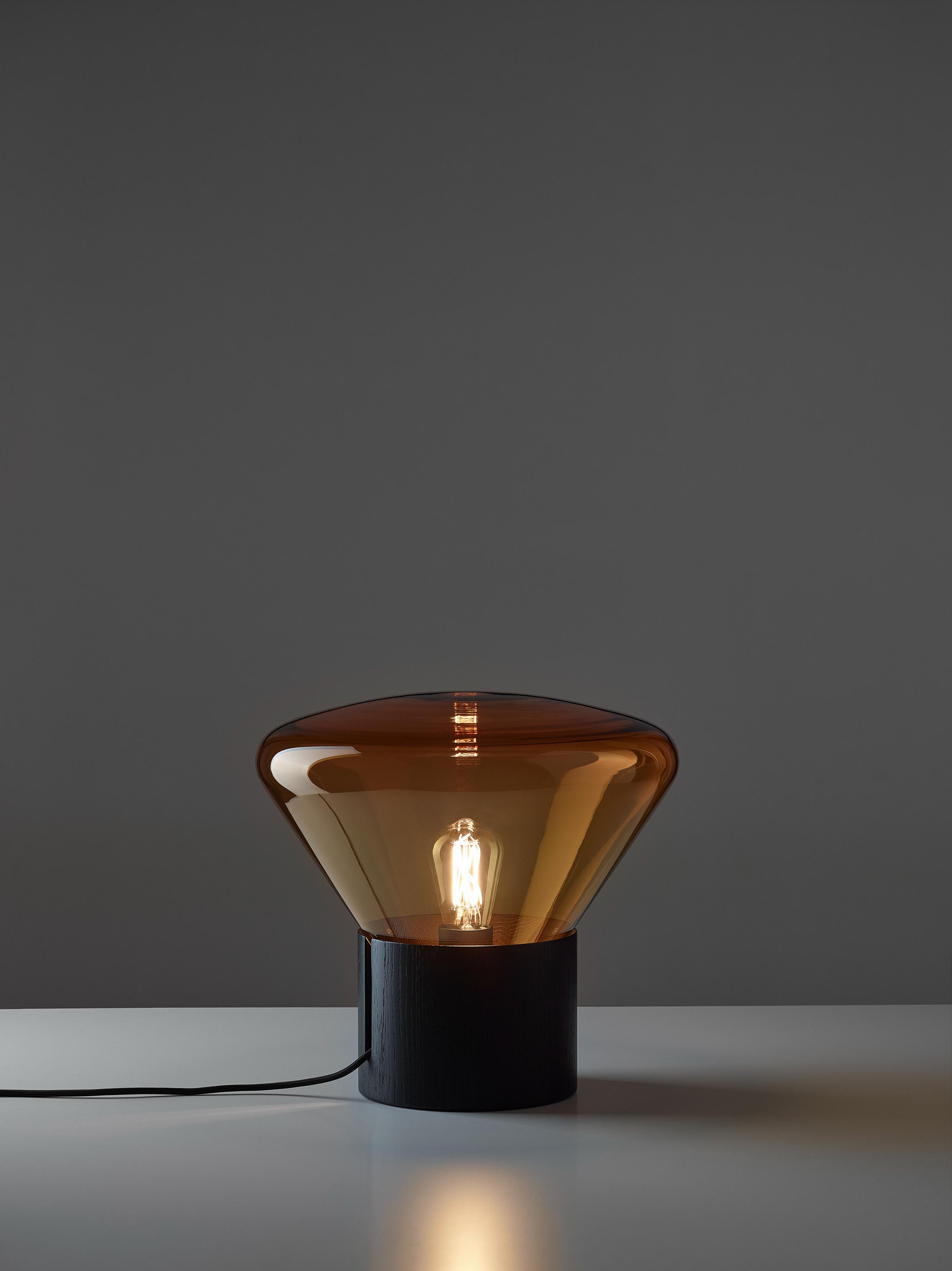 Lamp MUFFINS zwart eiken met amberkleurig glas - showroommodel