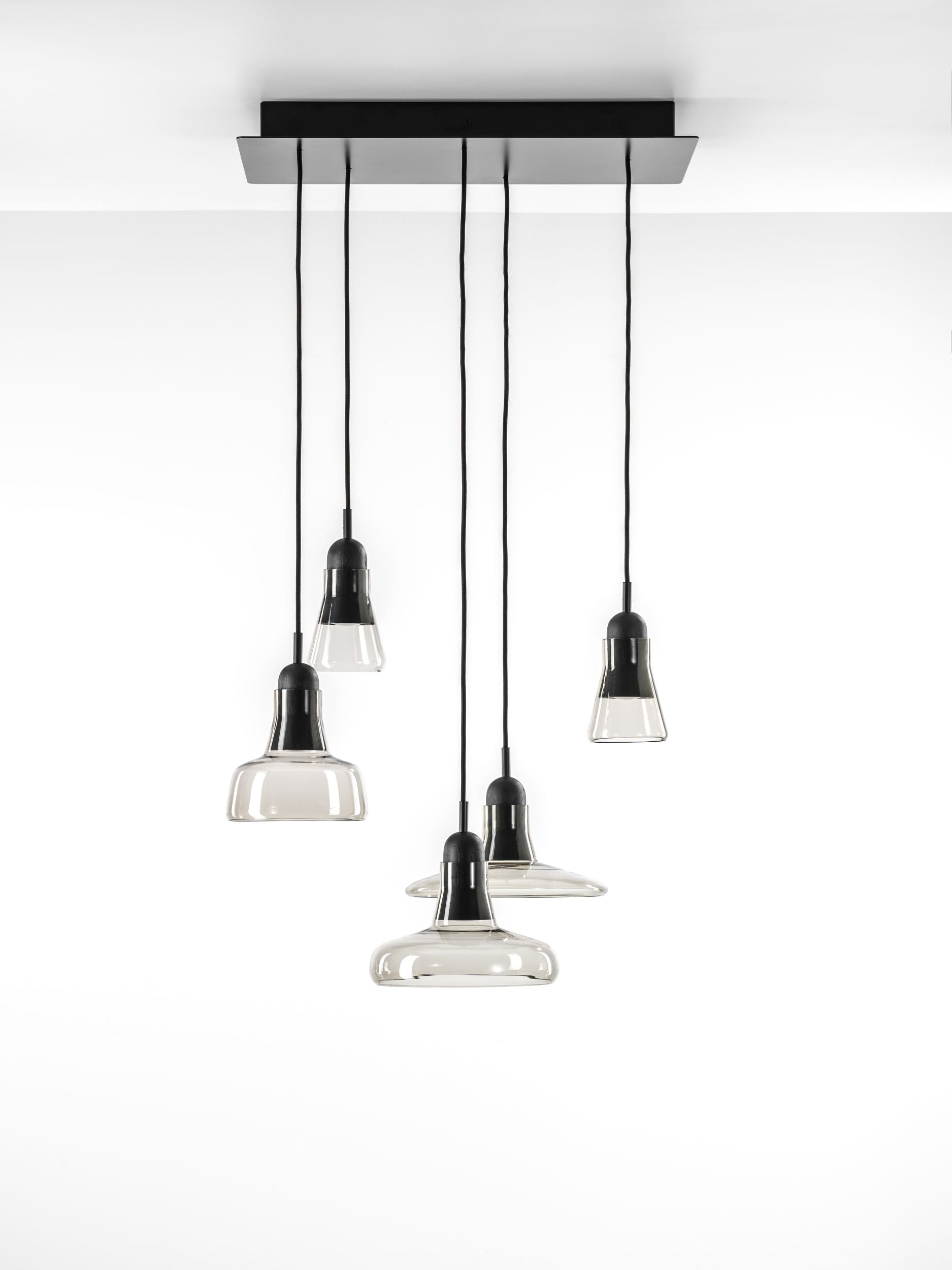 Lampa wisząca SHADOWS - SET RECTANGULAR SMALL szkło błyszczące – drewno
