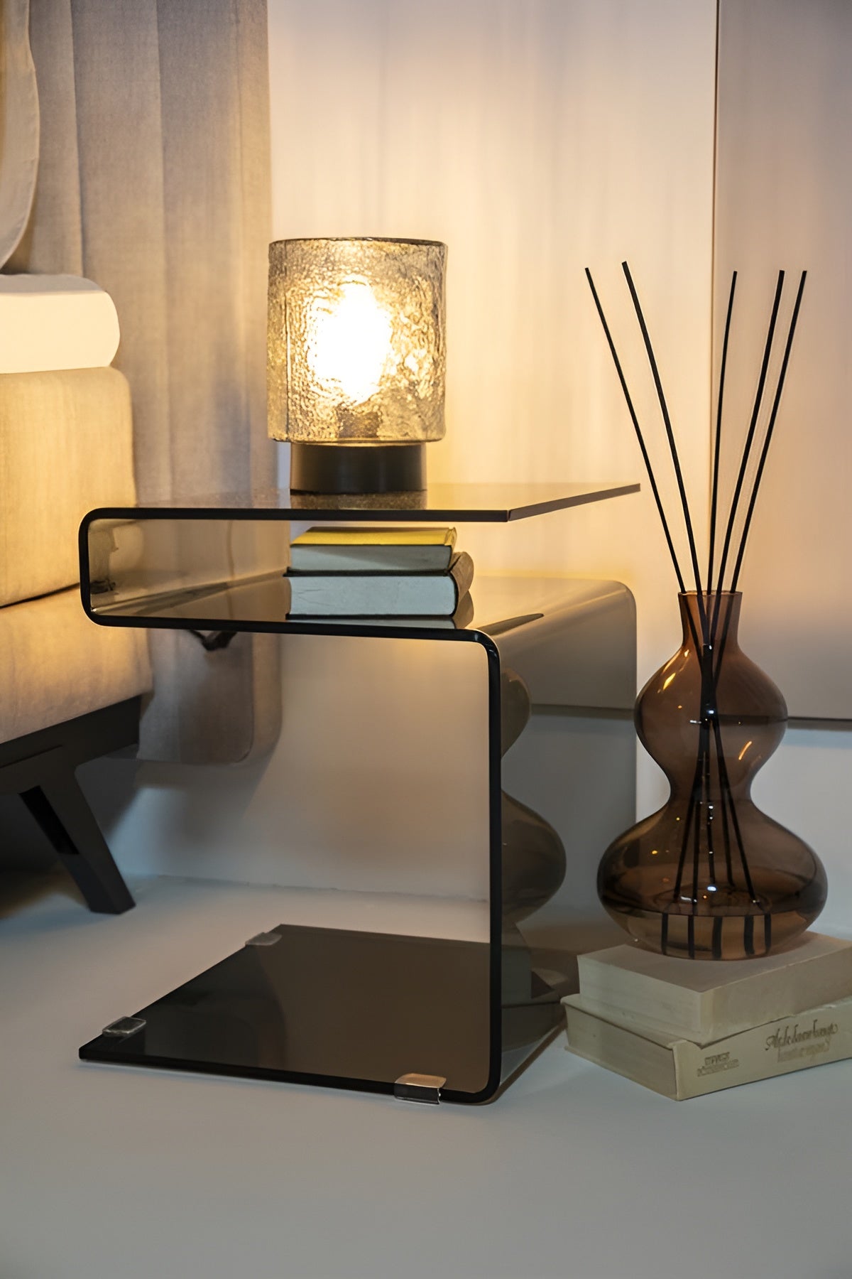 SHADOW Side Table Brown Glass