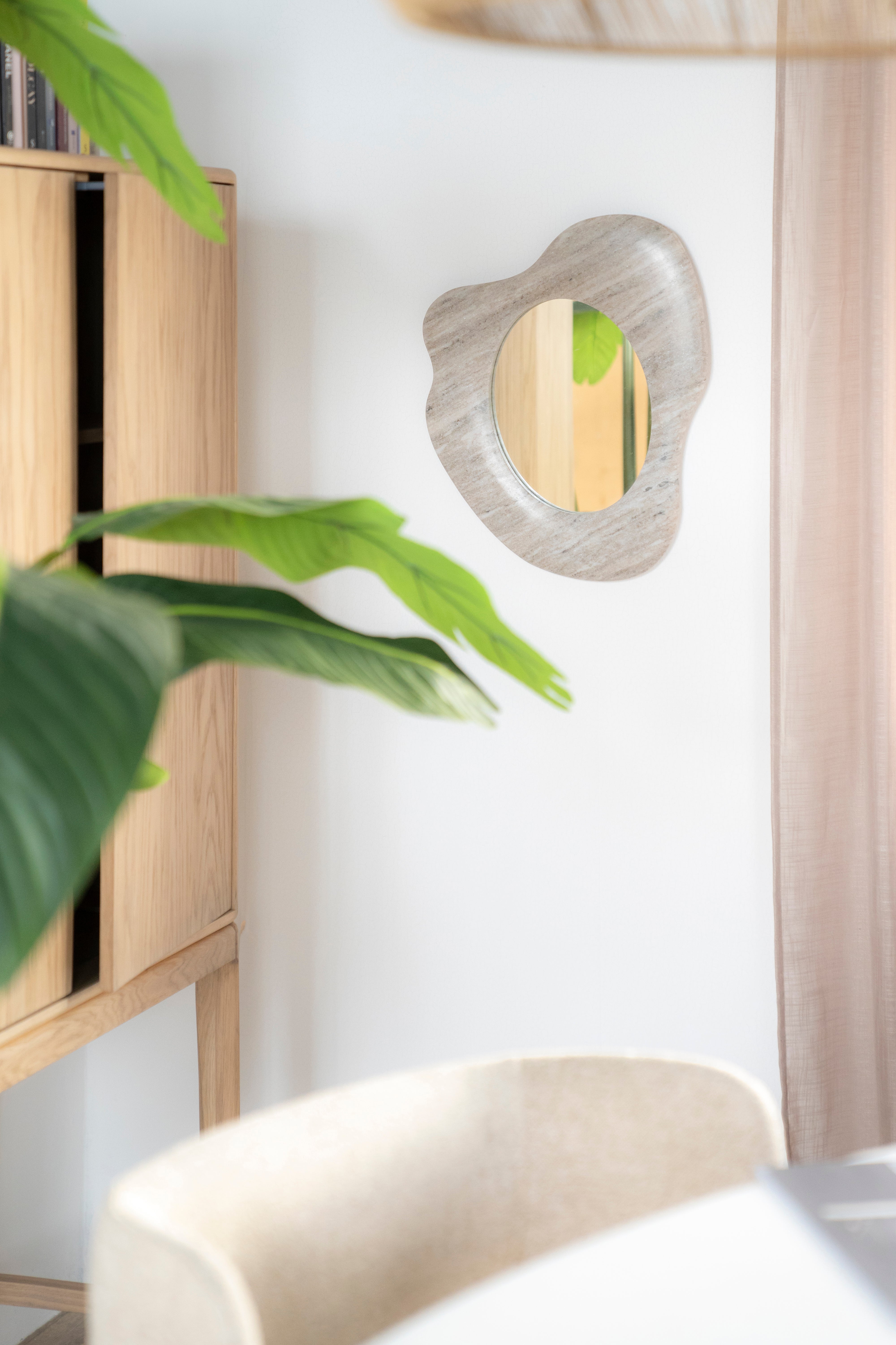 MUNA wandspiegel beige marmer