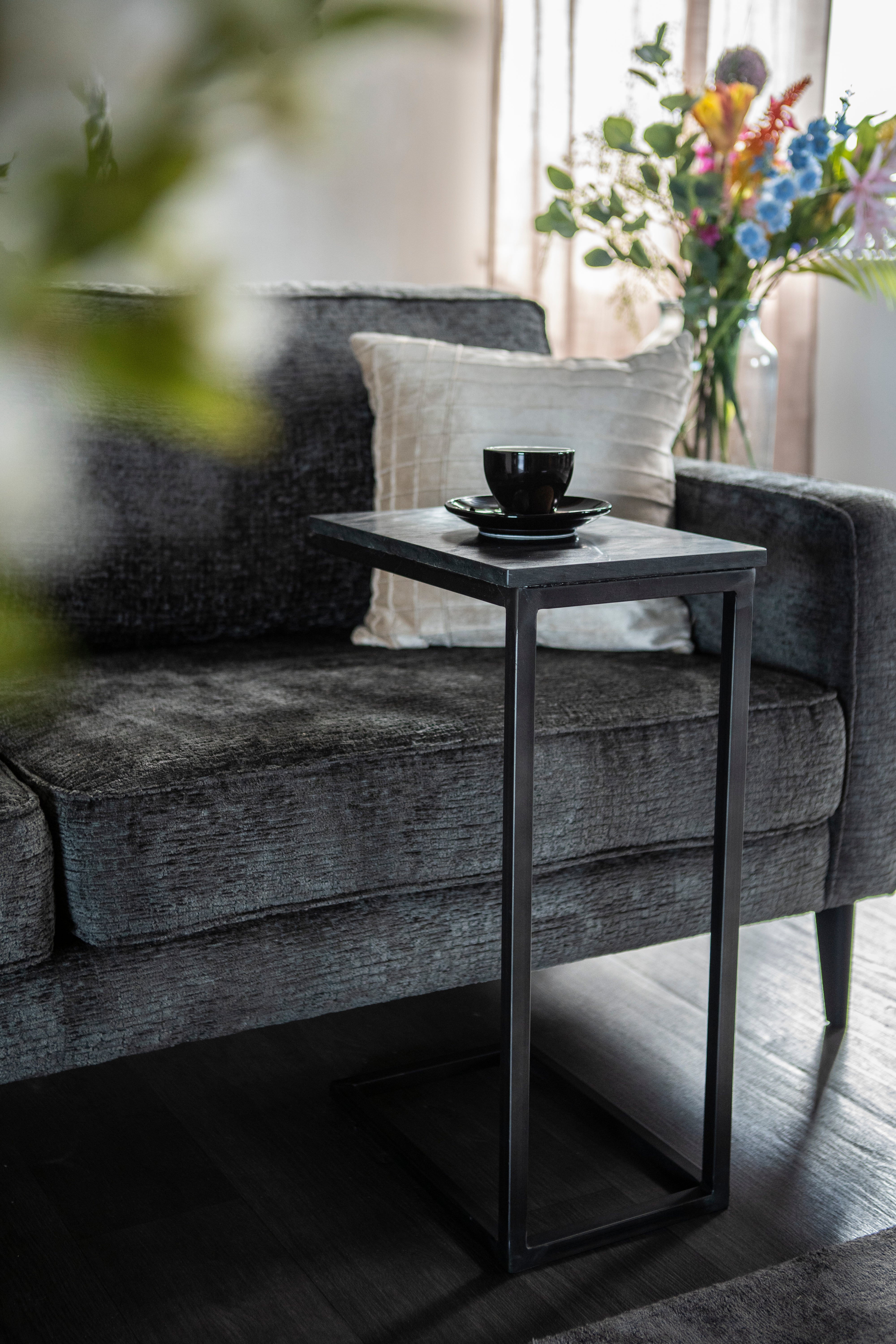 EDGE side table black marble