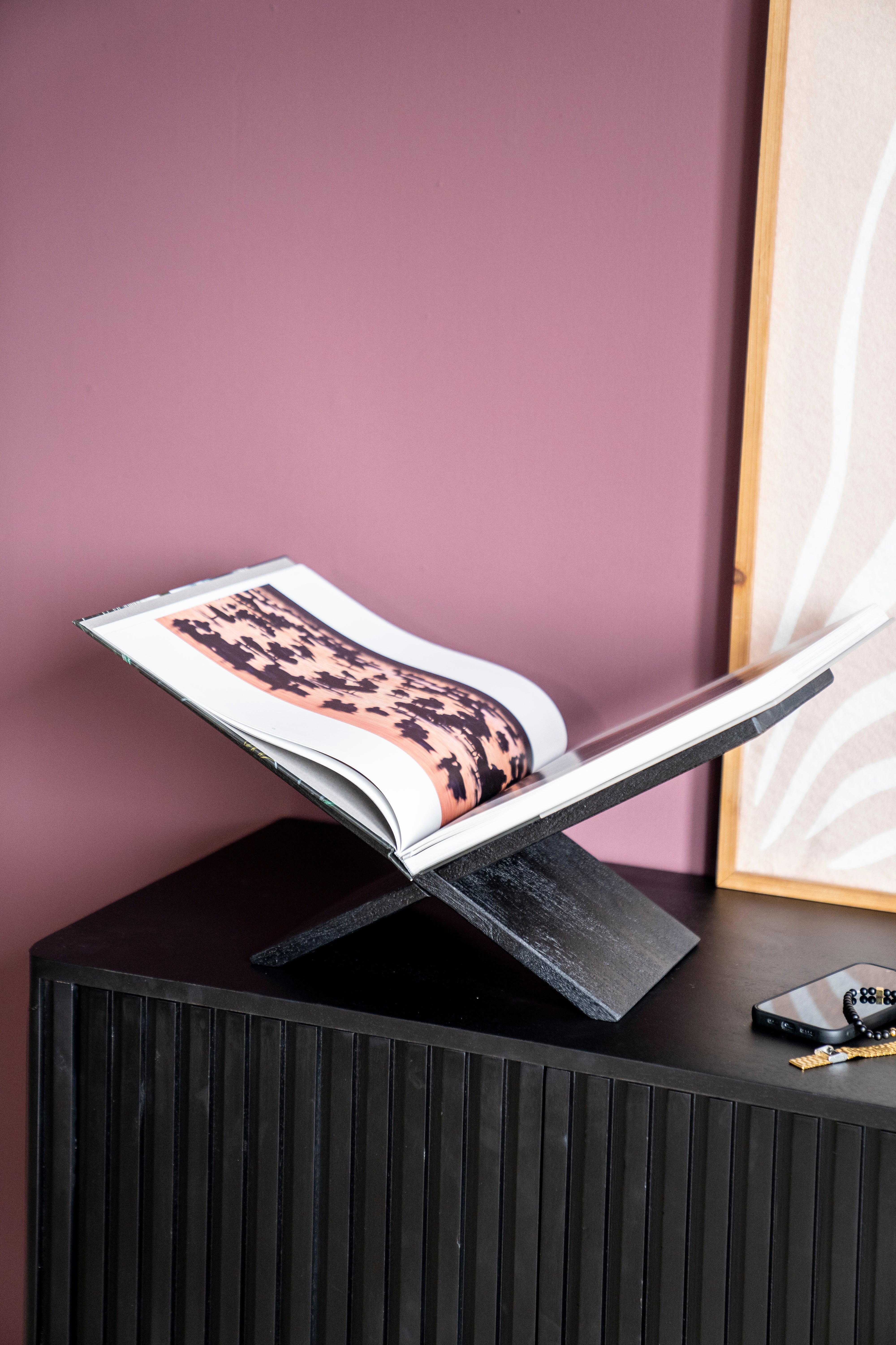 TEE Book Stand black mango wood