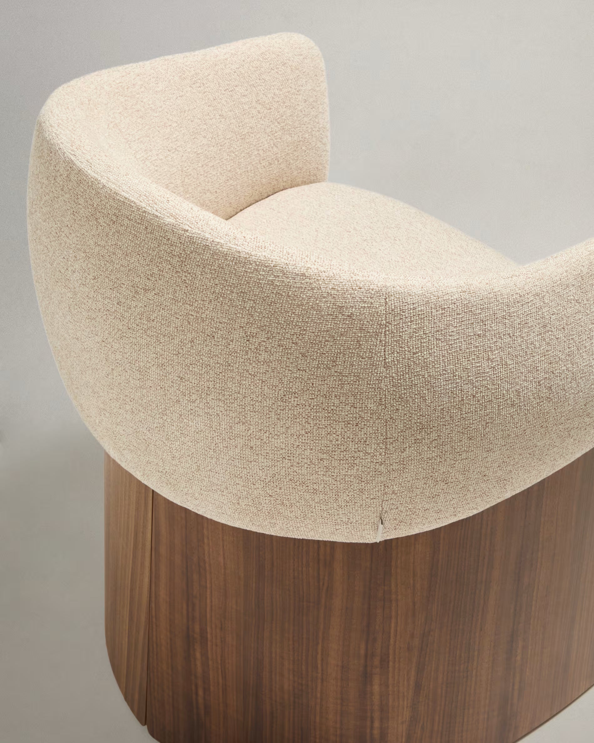 BOSCA chair beige chenille with walnut veneer base