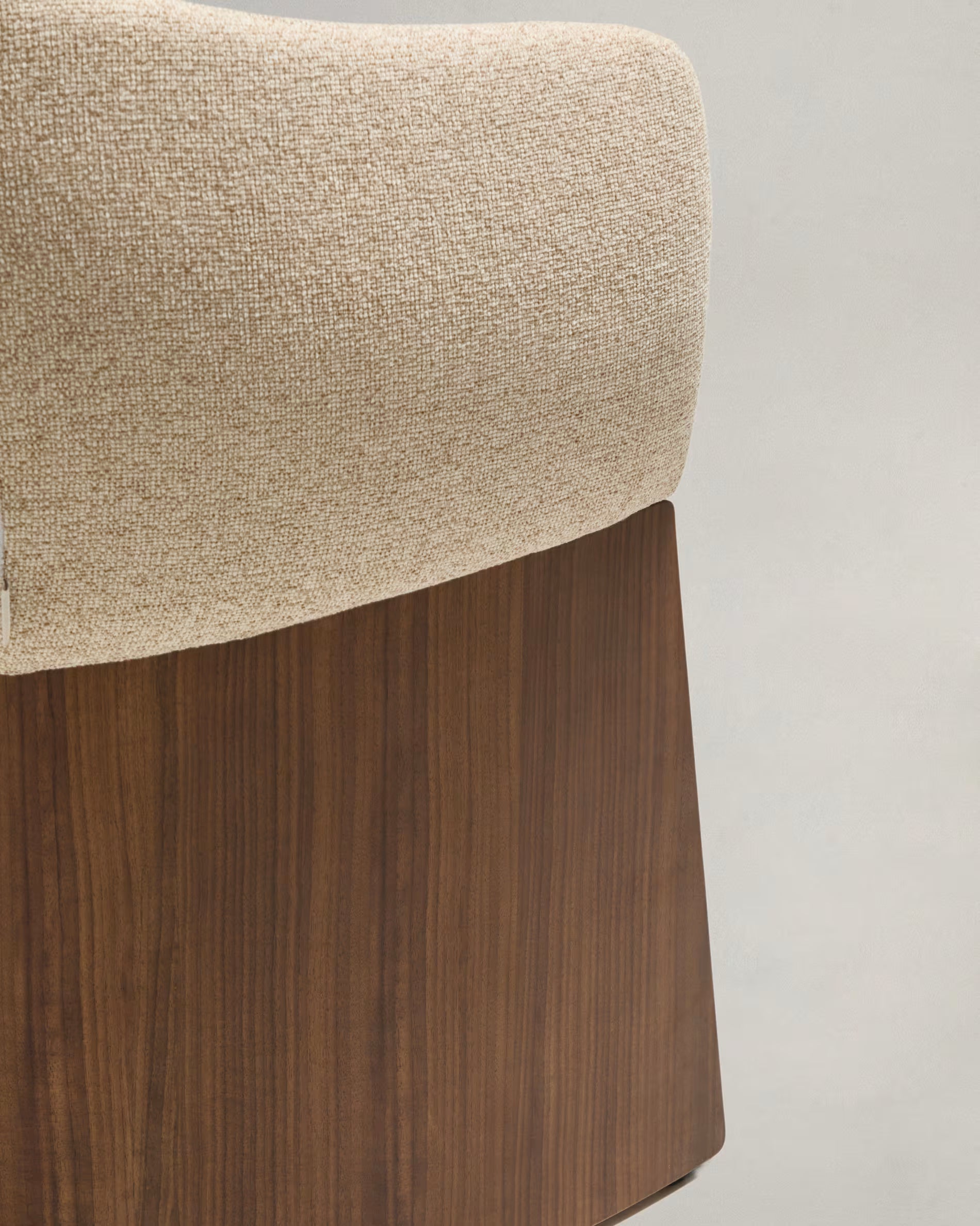 BOSCA chair beige chenille with walnut veneer base