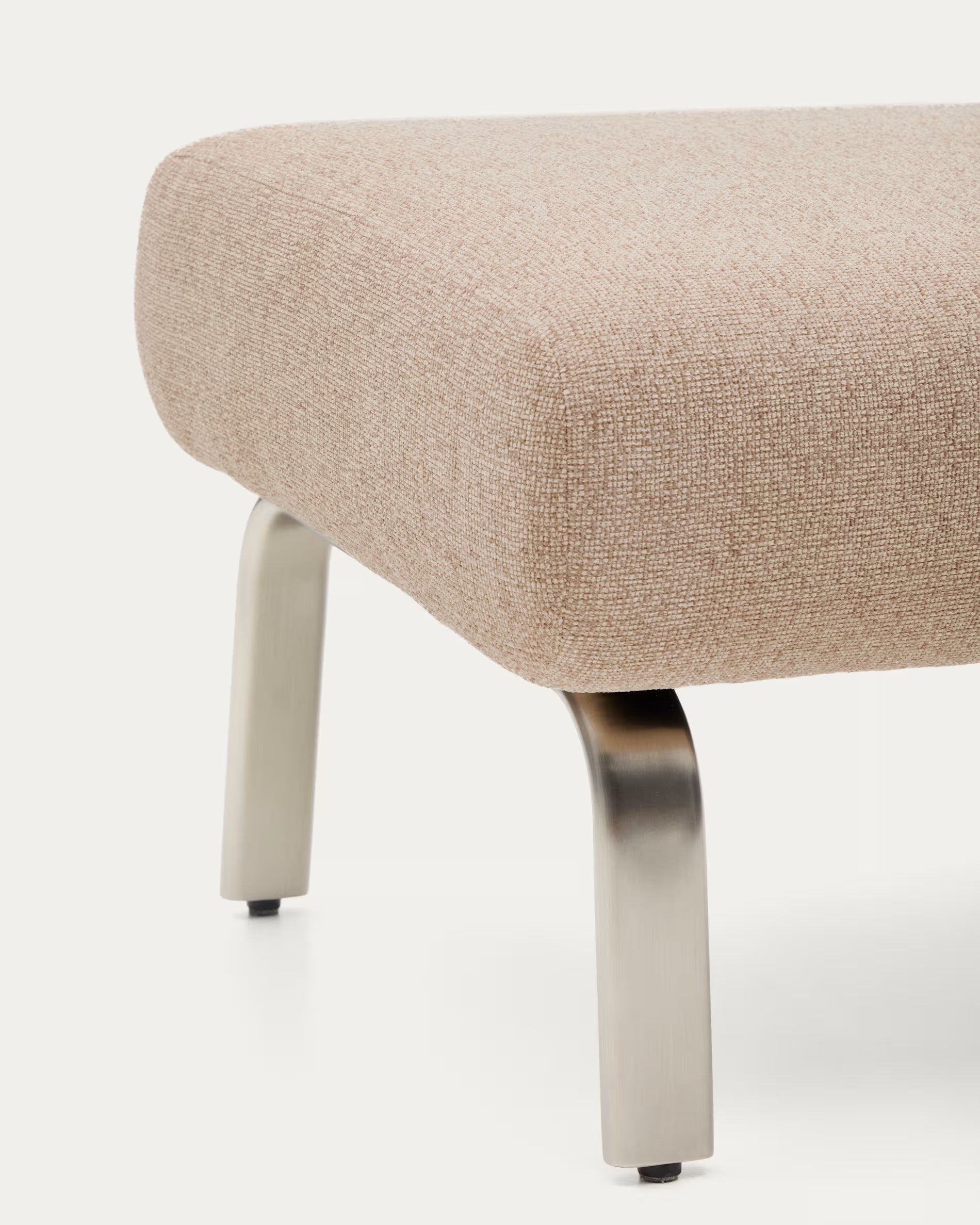 AMSEN footstool in light brown with a steel base