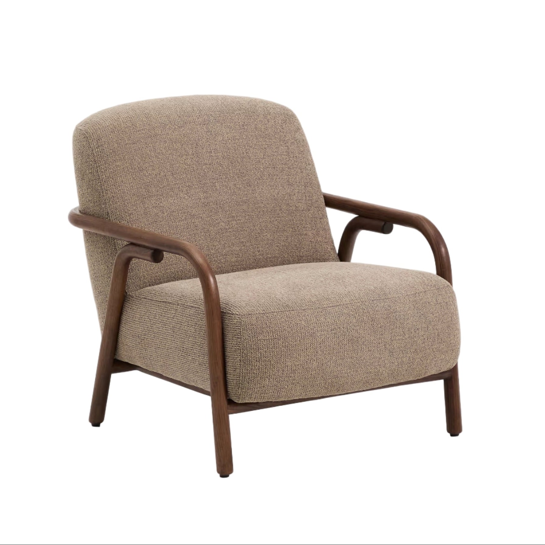Fauteuil SYLO taupe met een donkere essen basis