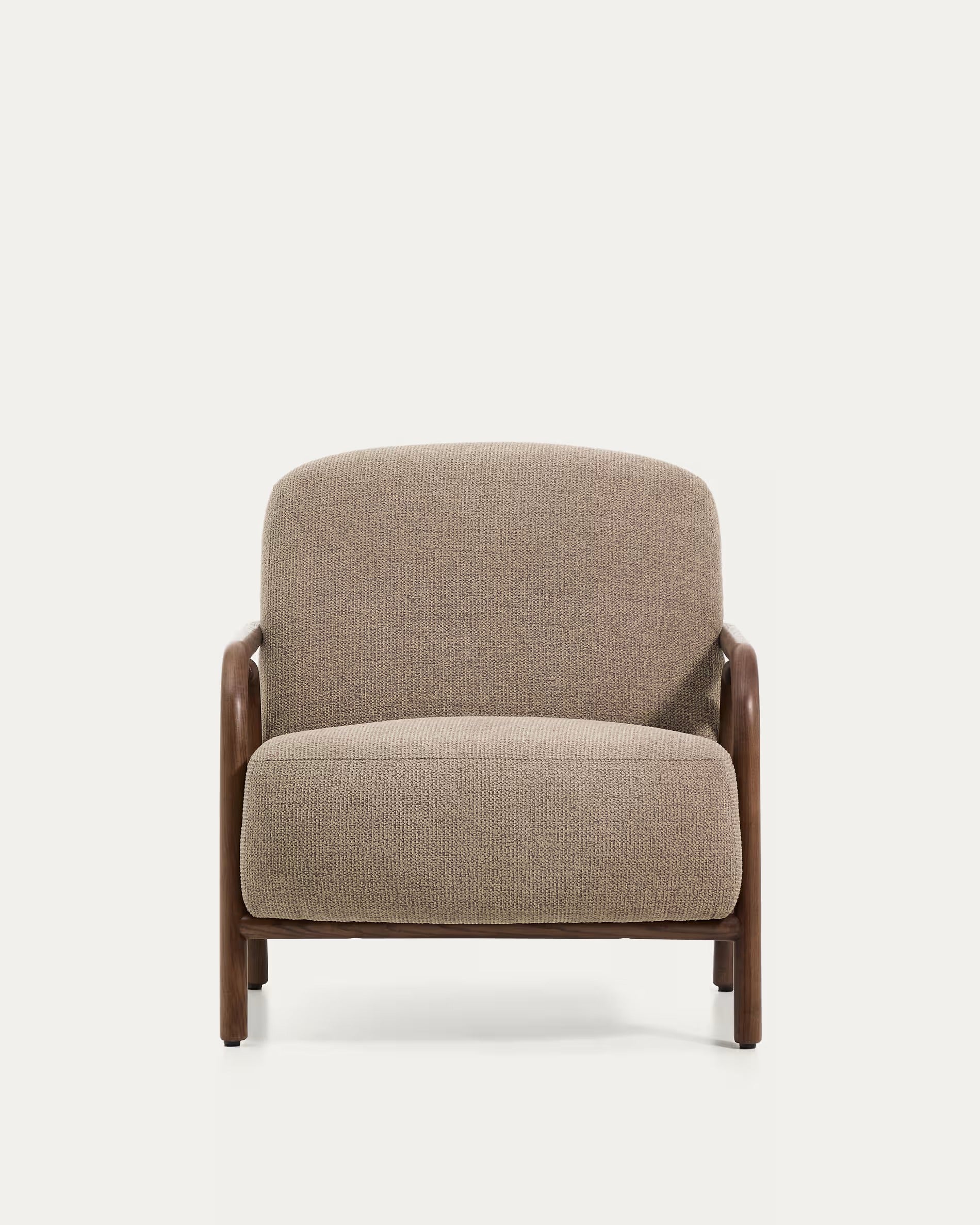 Fauteuil SYLO taupe met een donkere essen basis